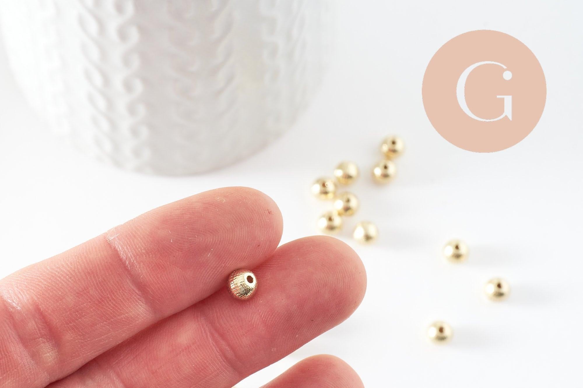 Gingerlily Perles zamac G9543 doré strié rondes 5mm x20