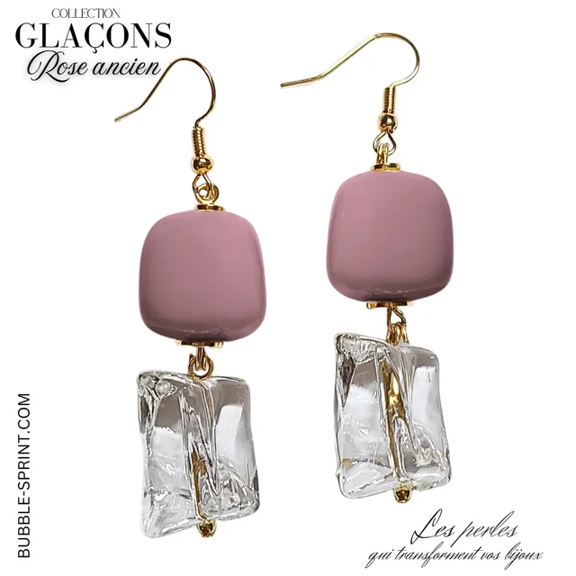 ARTSHOP Glaçons boucles d'oreilles kit rose ancien