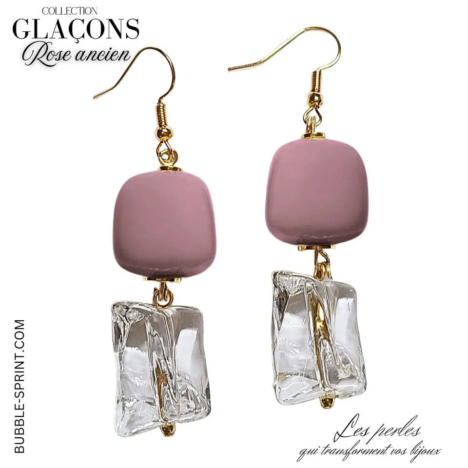 ARTSHOP Glaçons boucles d'oreilles kit rose ancien