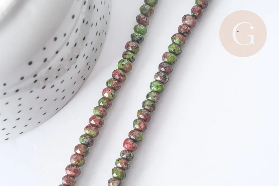 Gingerlily Perles jaspe sésame perles rondelles 6x4mm fil 37cm
