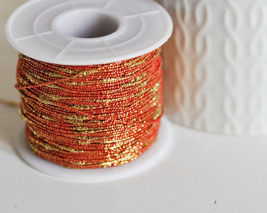 Gingerlily Perles G1489 cordon rouge or 1,5mm 1 mètre nylon