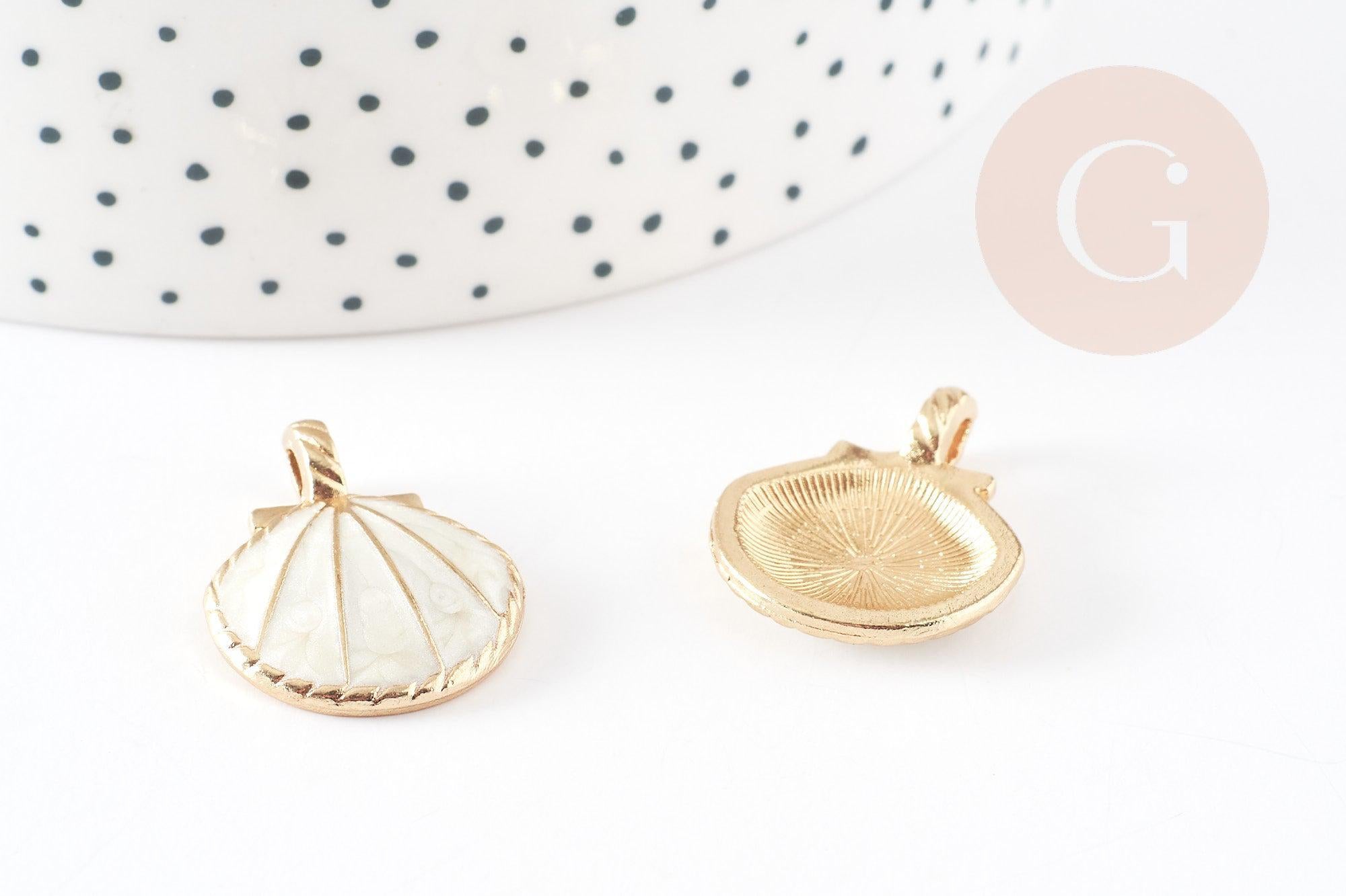 Gingerlily Pendentifs G7045 pendentif coquillage blanc doré x2