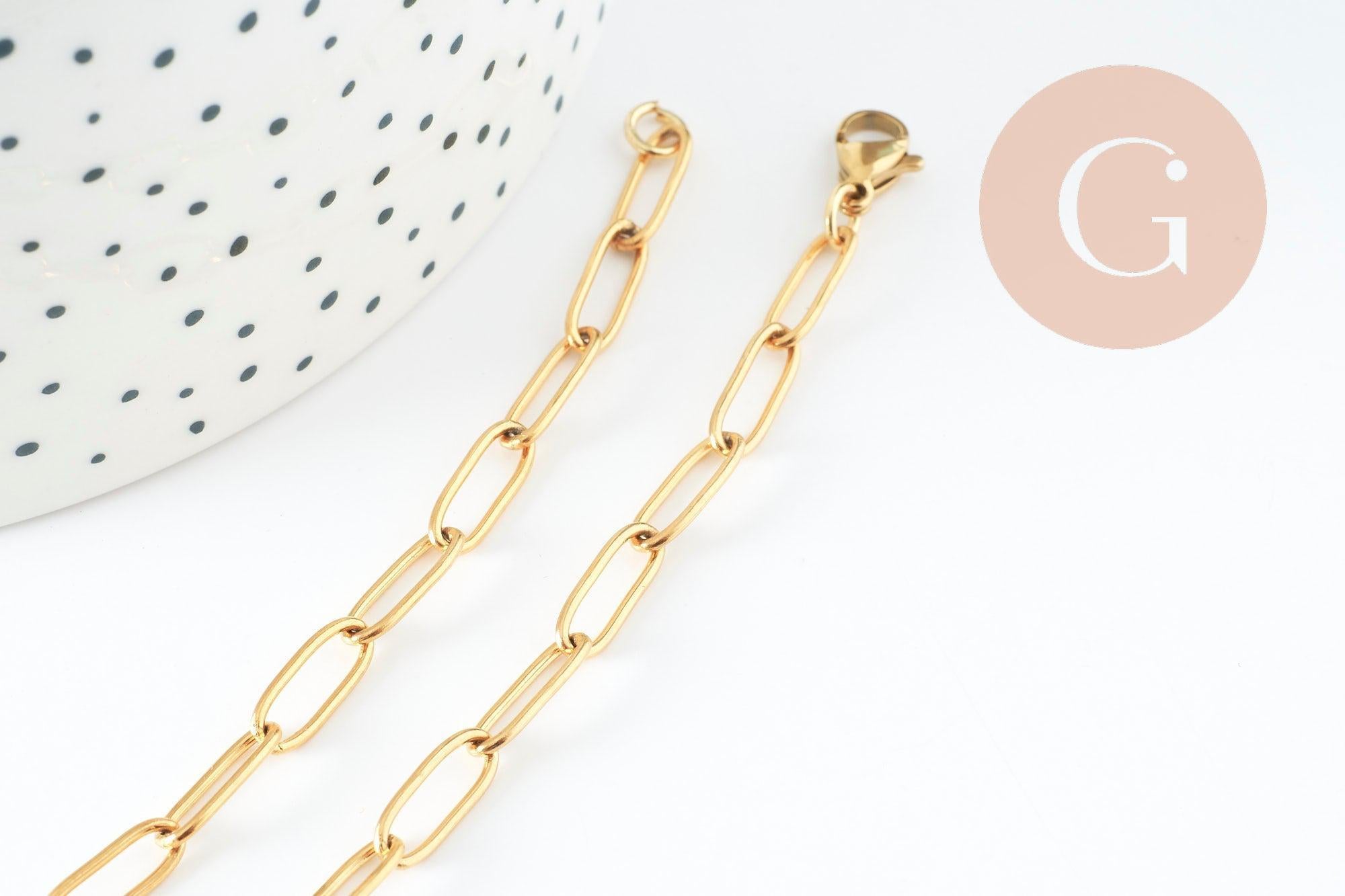 Gingerlily Chaînes Collier Chaîne Acier Doré 55cm G9407 x1