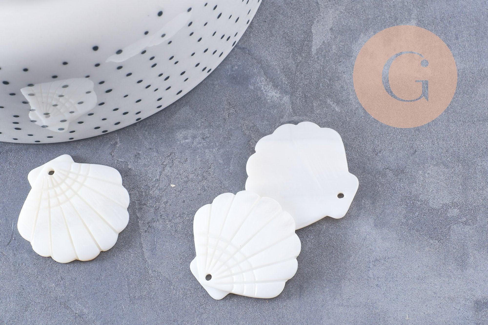 Gingerlily G10089 pendentif coquillage nacre blanche x2
