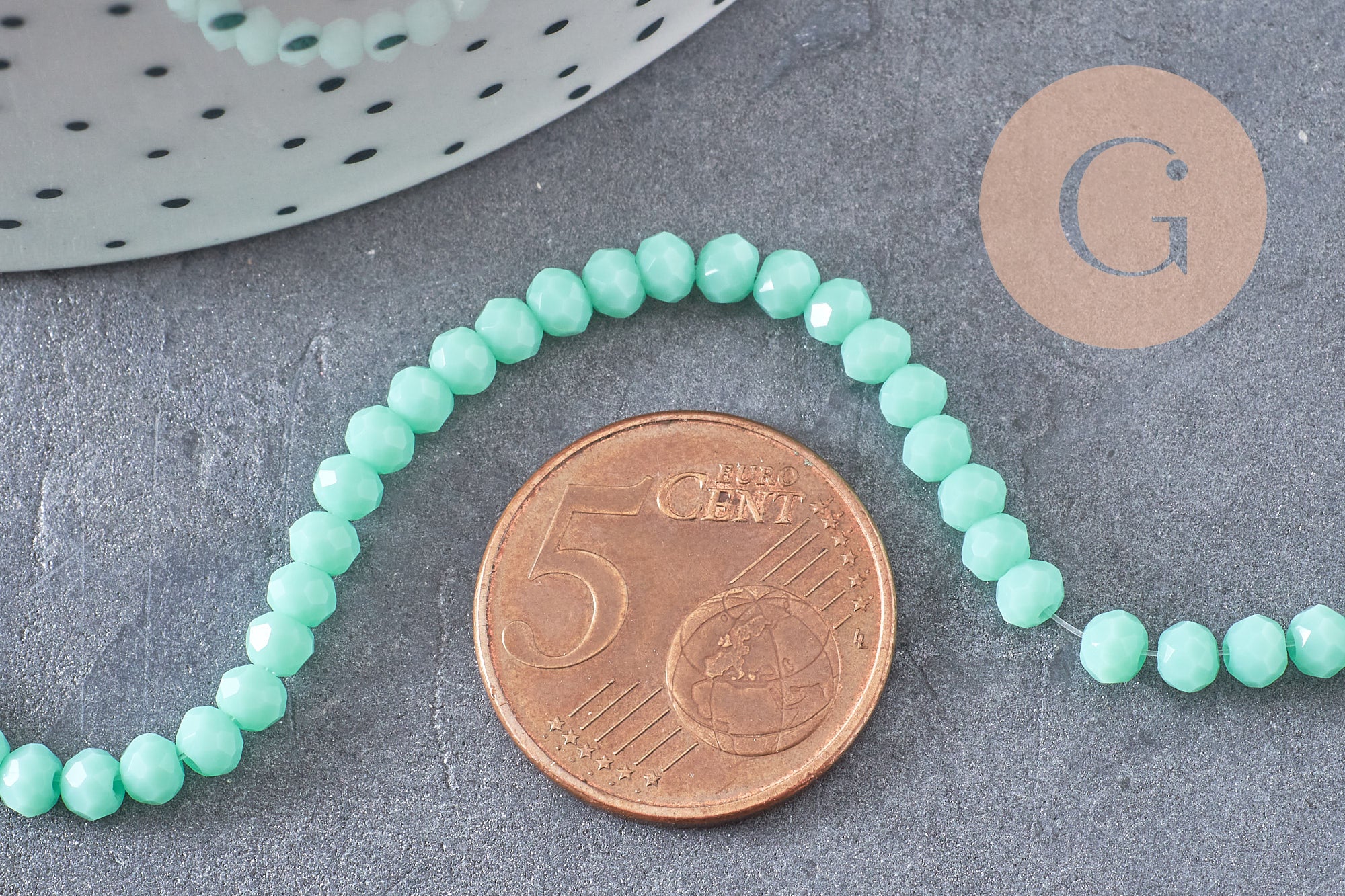 Gingerlily rondelles G10598 perles cristal vert clair fil 32 cm