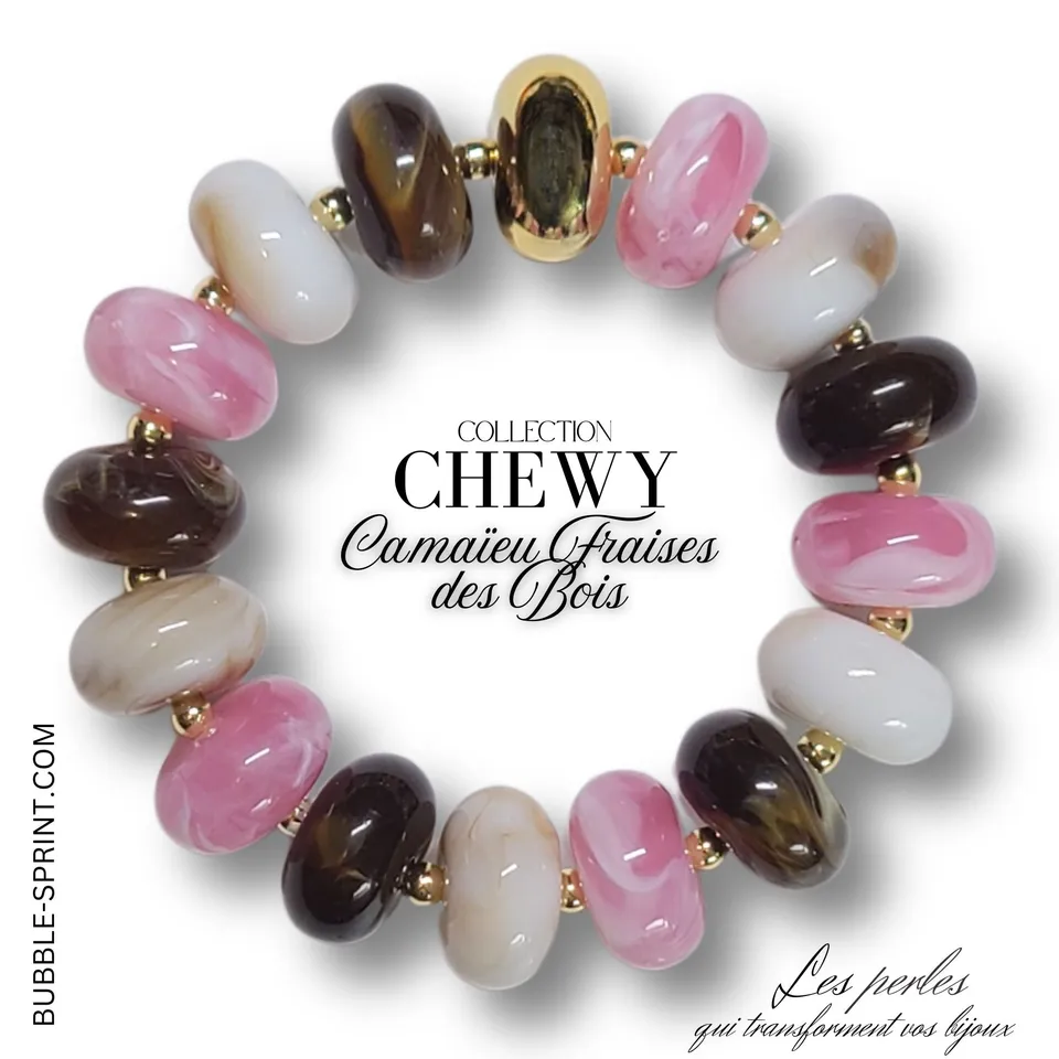 ARTSHOP Chewy bracelet fraises des bois monté acrylique