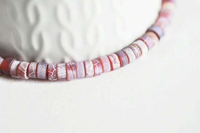 Gingerlily Perles Heishi Agate naturelle 6mm fil 115 perles
