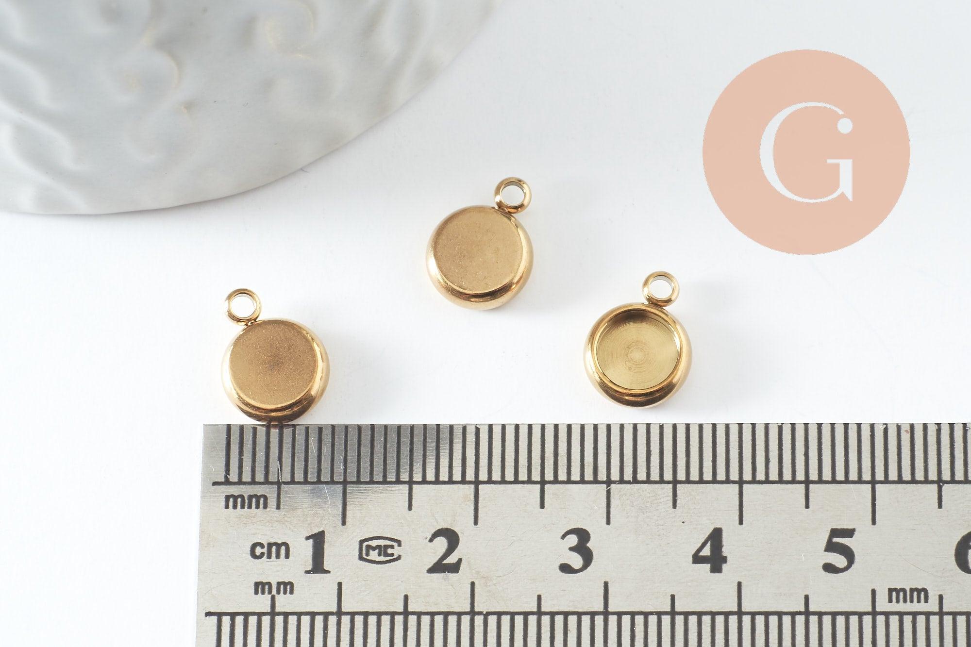 Gingerlily Pendentifs support cabochon 6 mm acier doré, x2