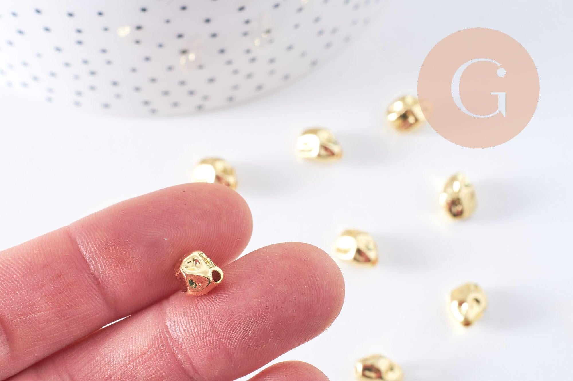 Gingerlily Perles bijoux DIY nuggets doré 9.5x7mm x10 zamac
