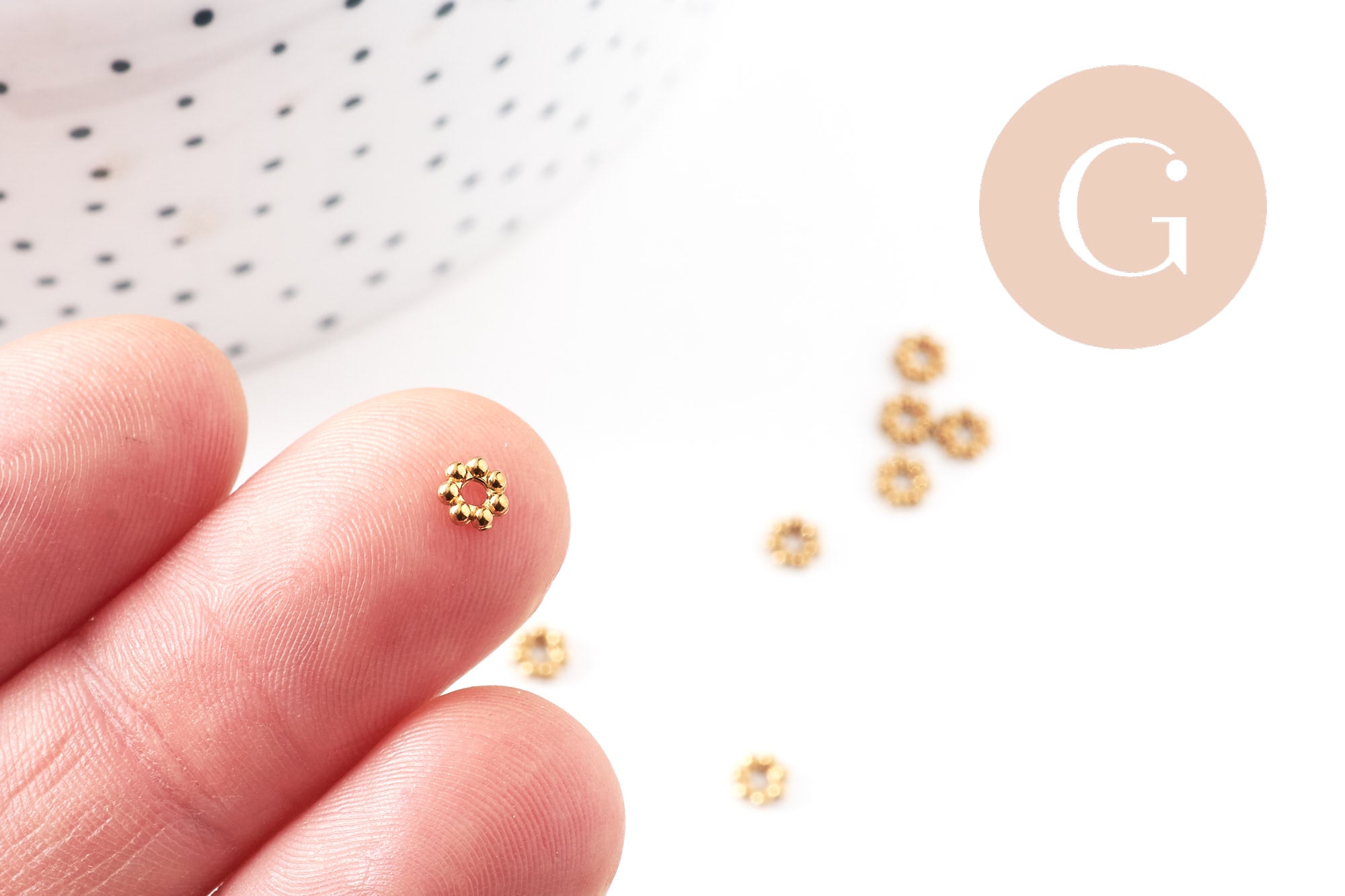 Gingerlily Perles Rondelles Fleurs Doré 4mm x10 Inox