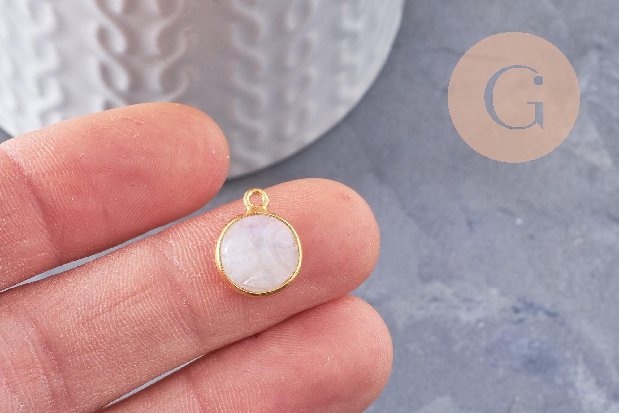 Gingerlily Pendentif visage lune pierre de lune 19 mm