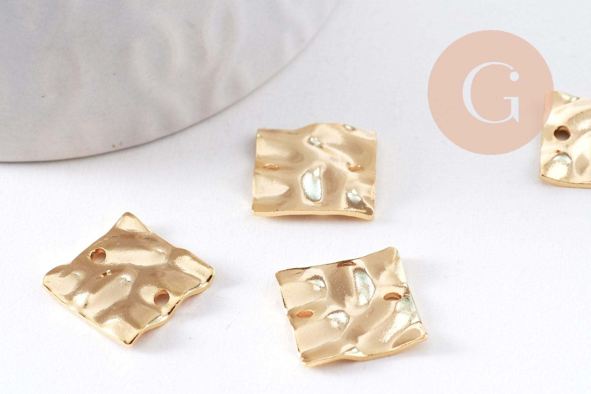 Gingerlily Pendentifs pour bijoux DIY G10378 connecteur carré doré x2