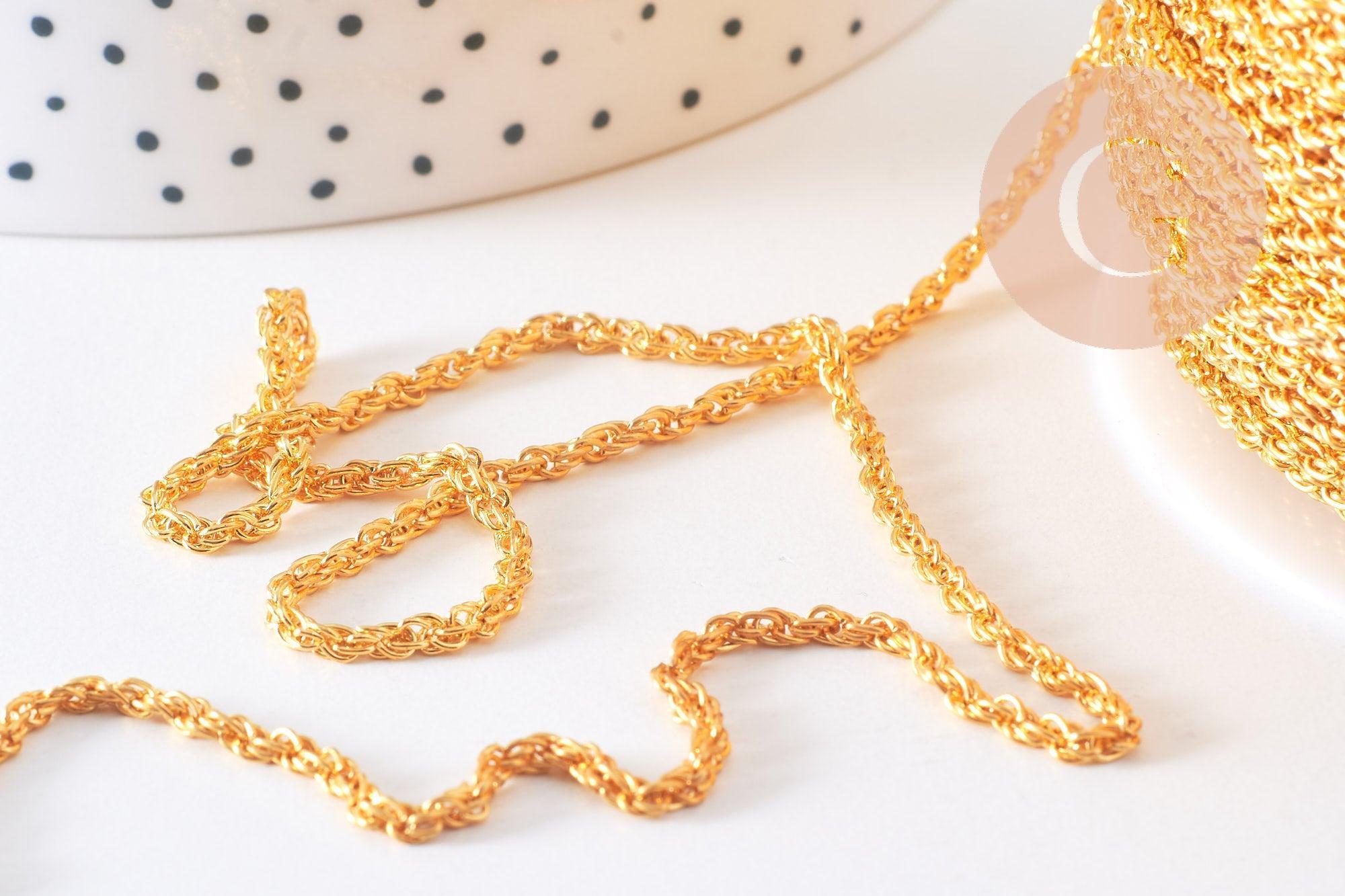 Gingerlily Chaînes pour bijoux DIY G10655 torsadée dorée 3 mm 1 m