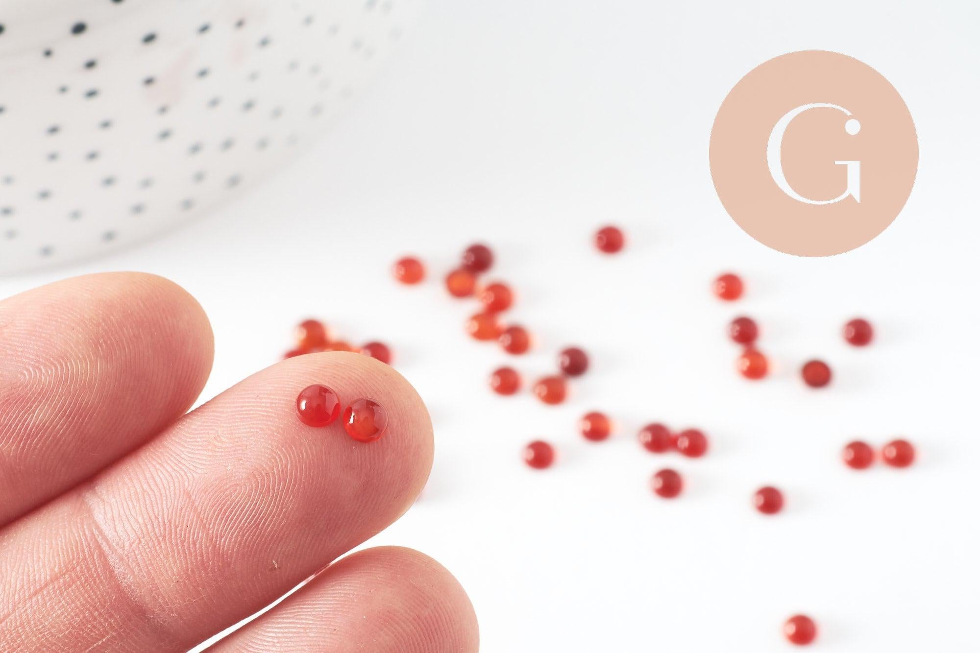 Gingerlily Perles G10034 cabochon agate rouge rond 4mm
