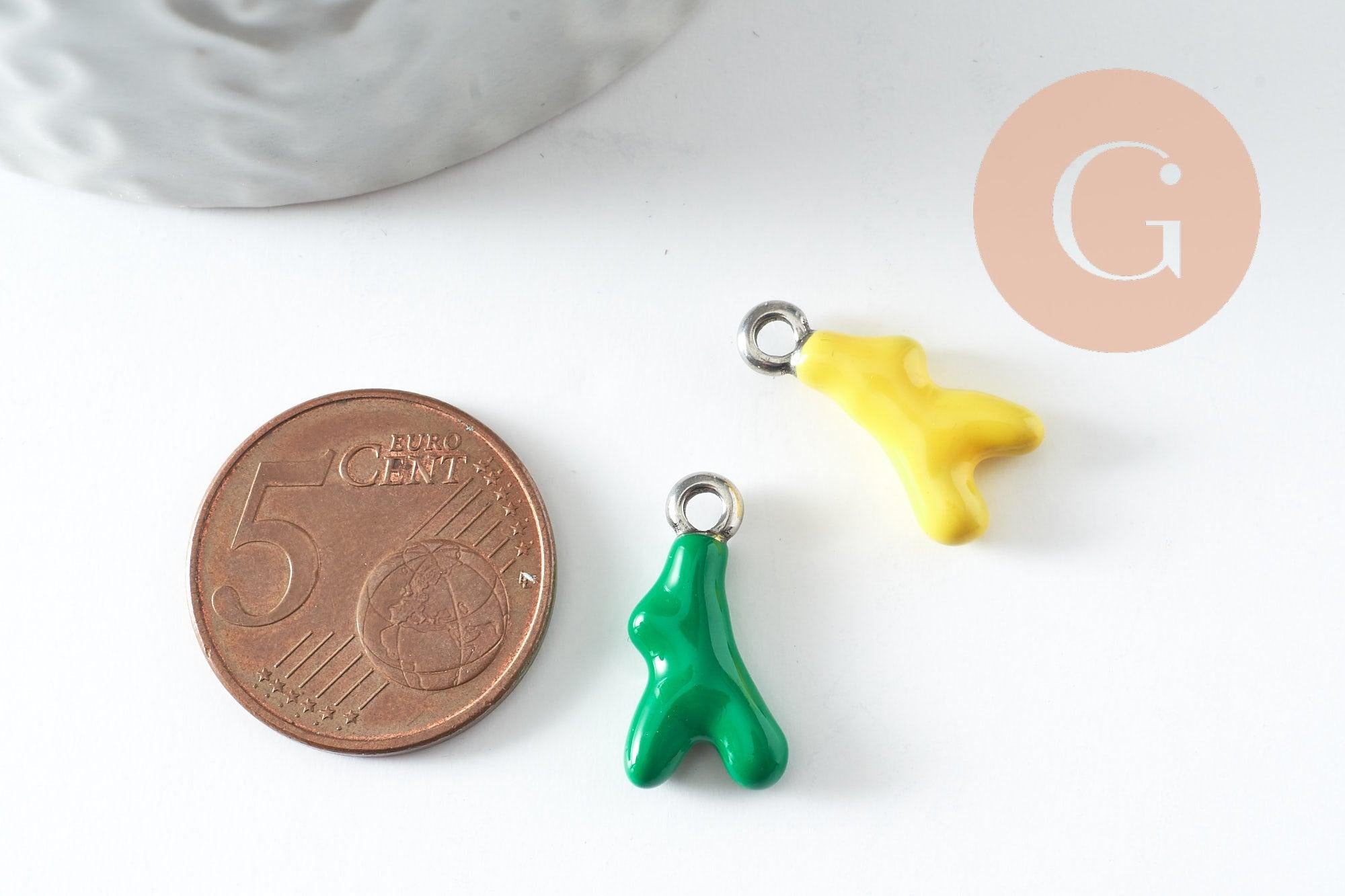 Gingerlily Pendentif branche corail acier orange émail 18,5mm