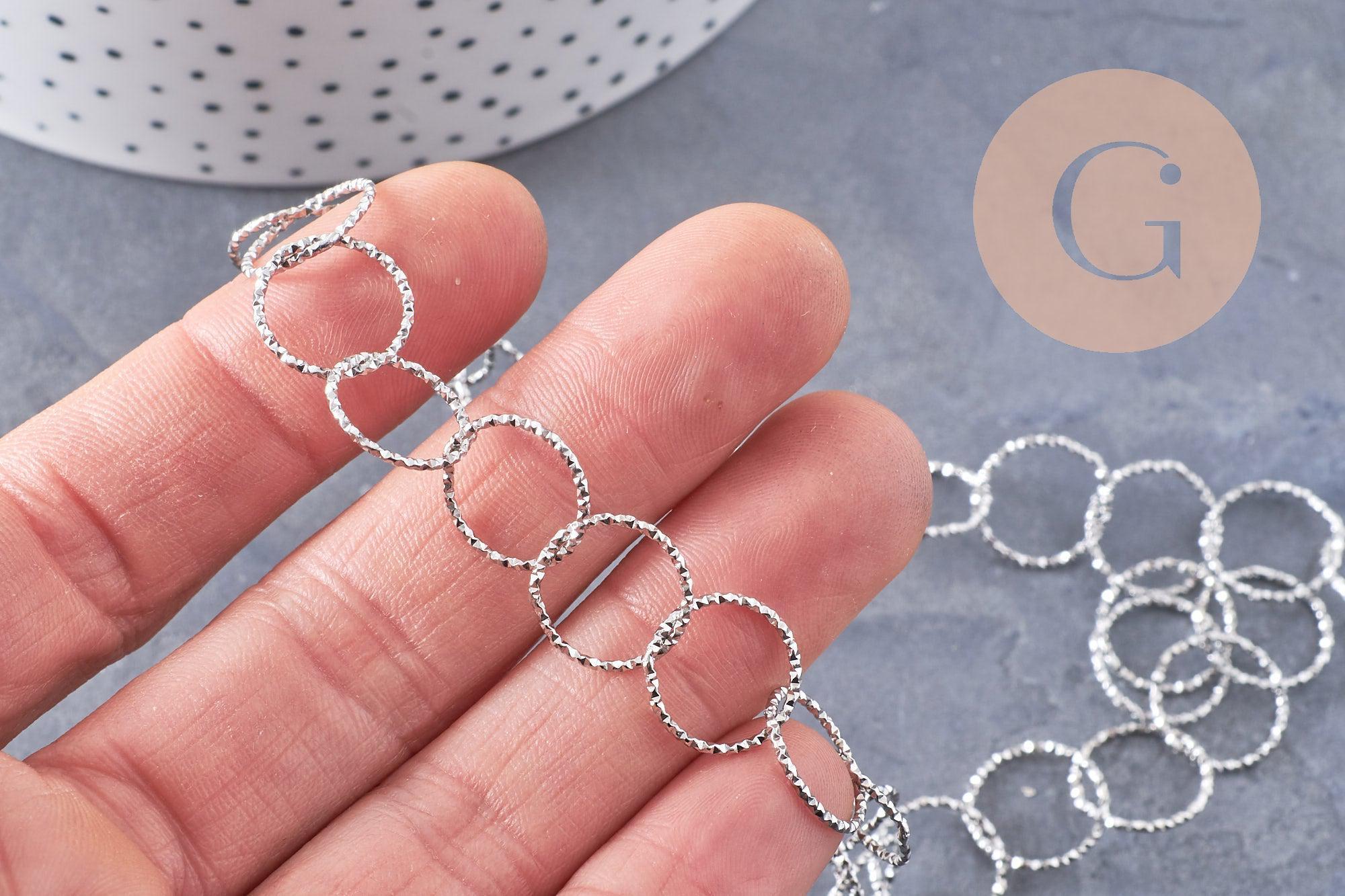 Gingerlily Perles G10066 chaîne acier platine 13mm 1 mètre