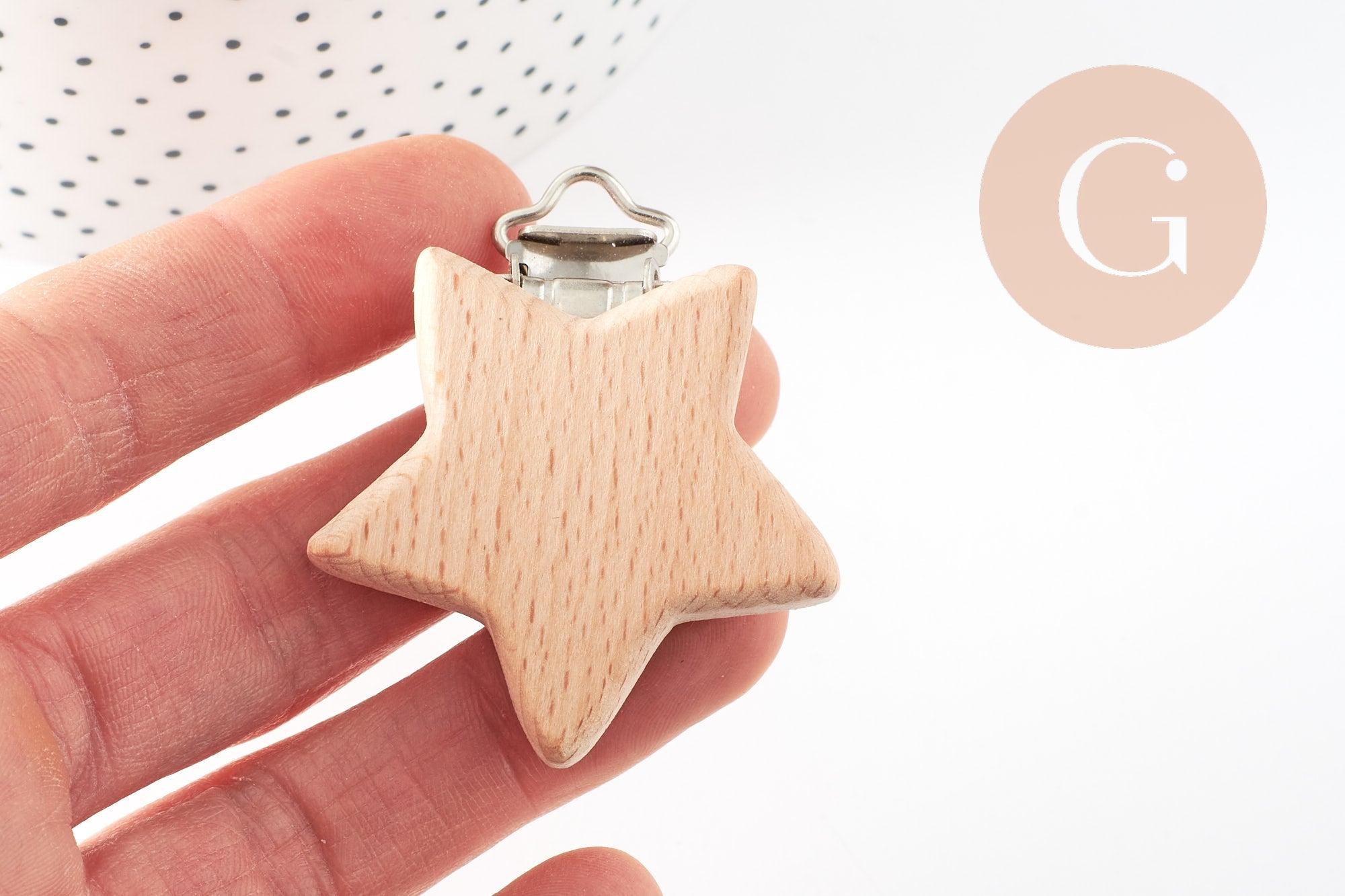 Gingerlily Accessoires G9599 porte-tétine étoile bois 52 mm