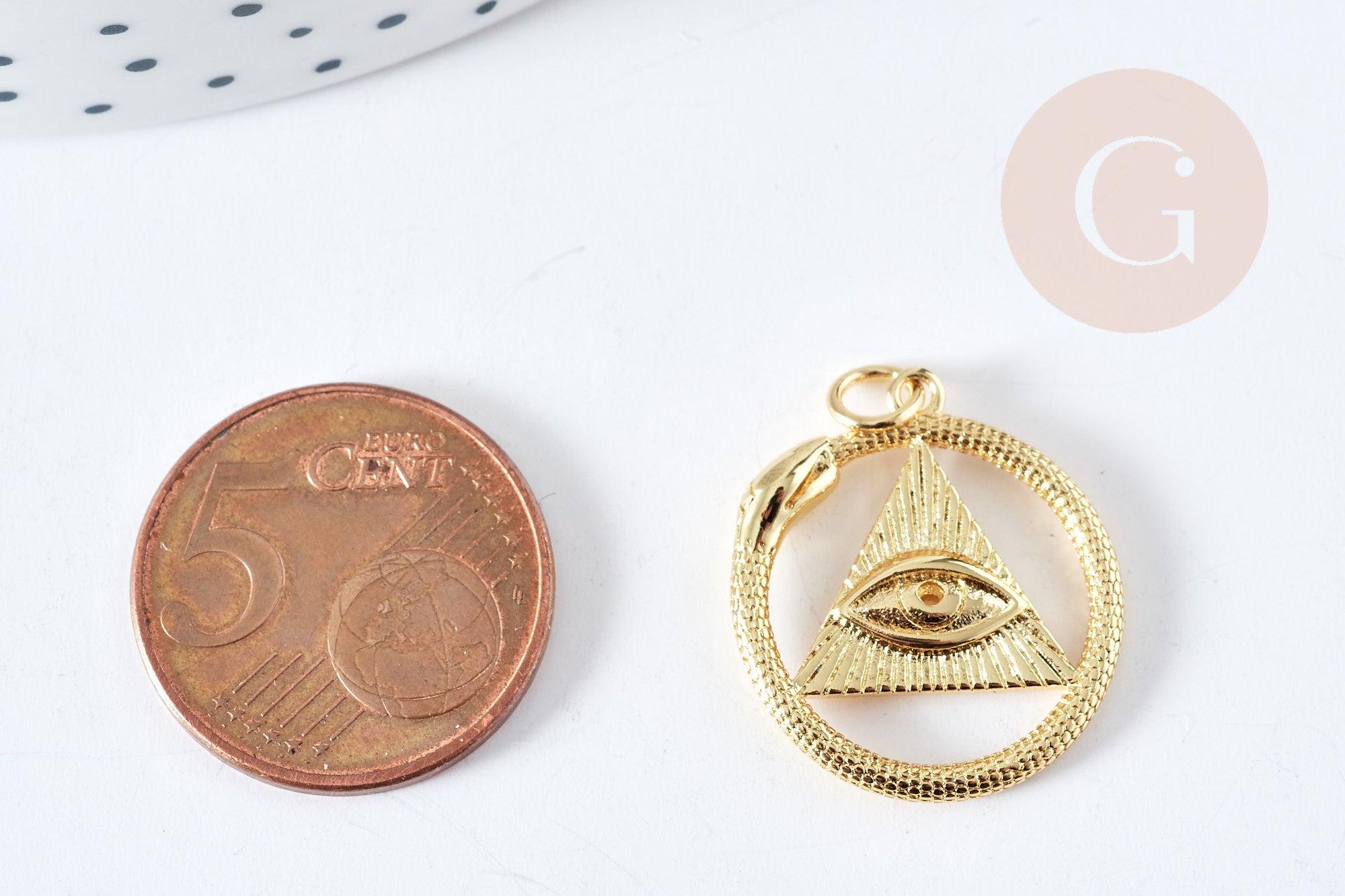 Gingerlily G8963 pendentif mauvais œil serpent doré 22mm