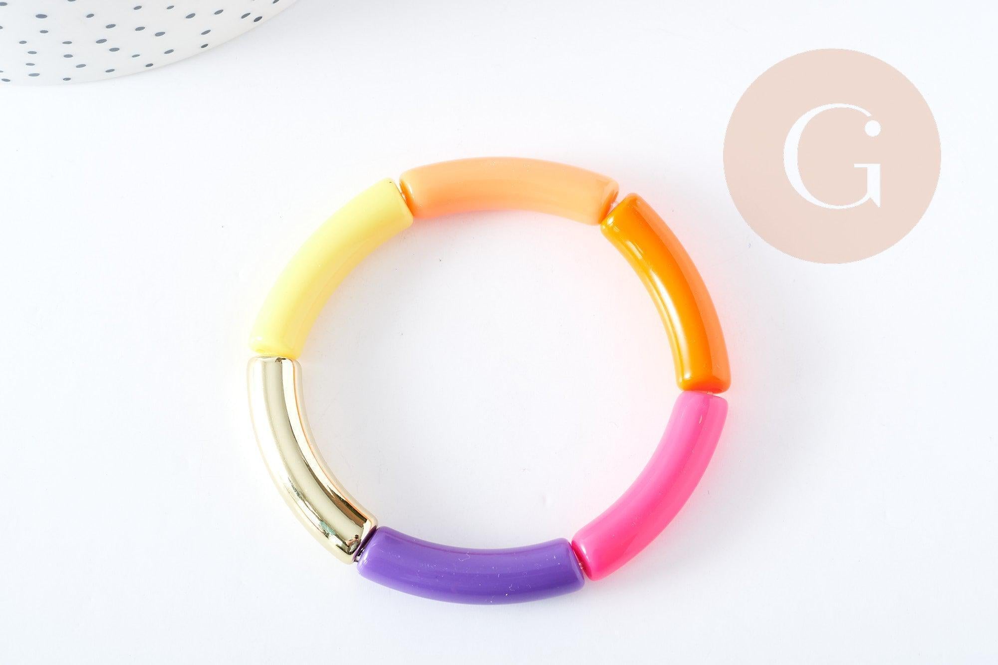 Gingerlily Bracelet jonc élastiqué résine 52mm x1 violet rose