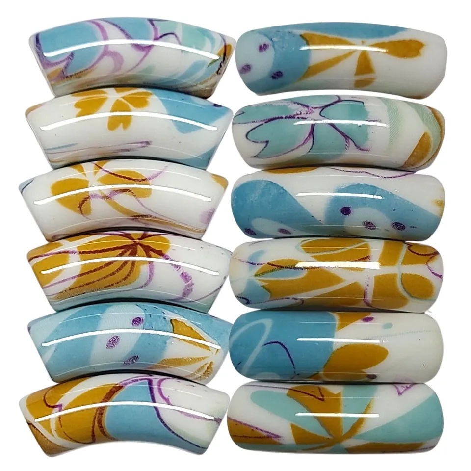 ARTSHOP Tubes DESIGN 1002 perle tube fleurs bleu 12mm x1