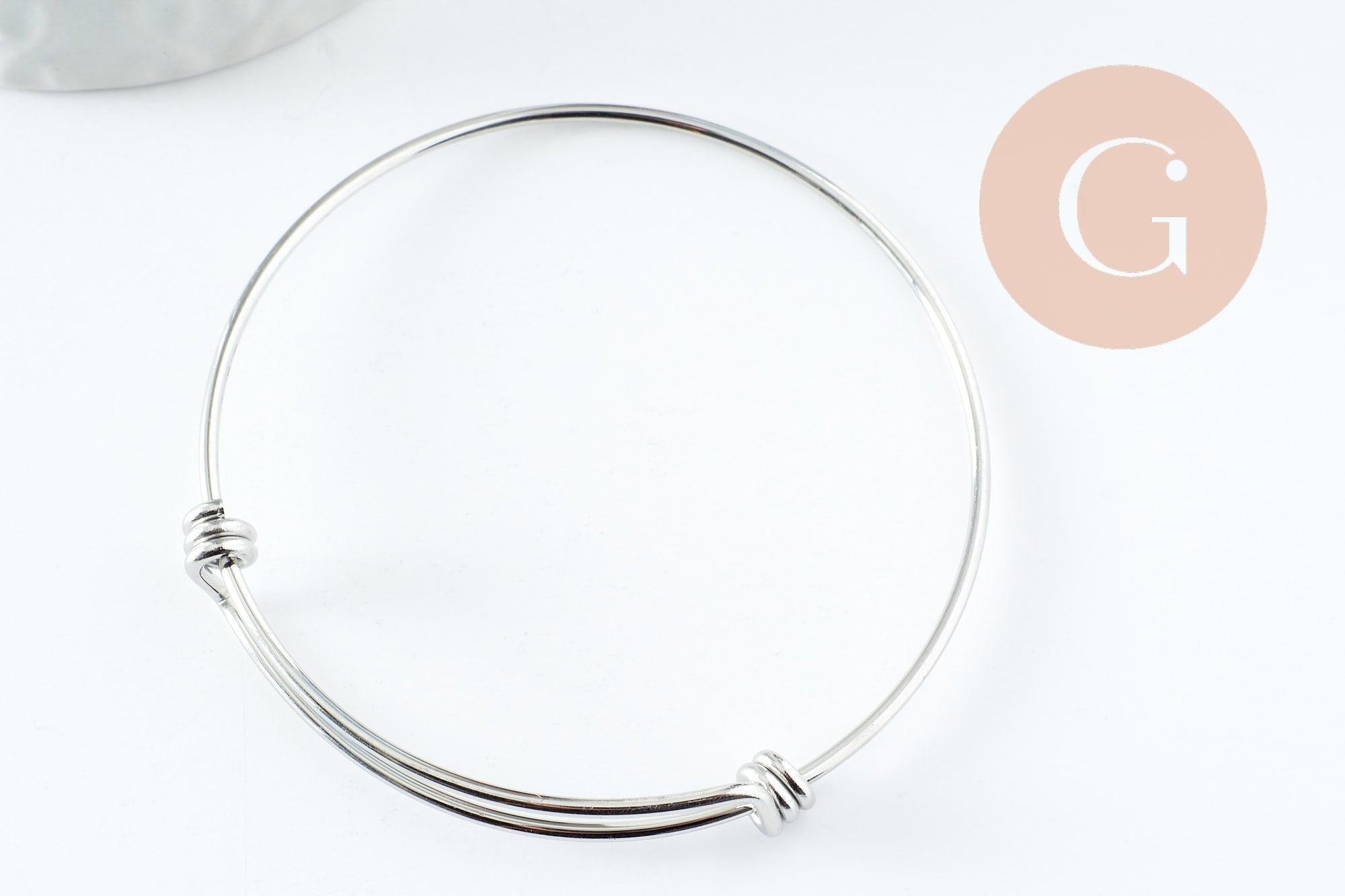Gingerlily Jonc G9417 bracelet acier platine réglable 60-68mm x1