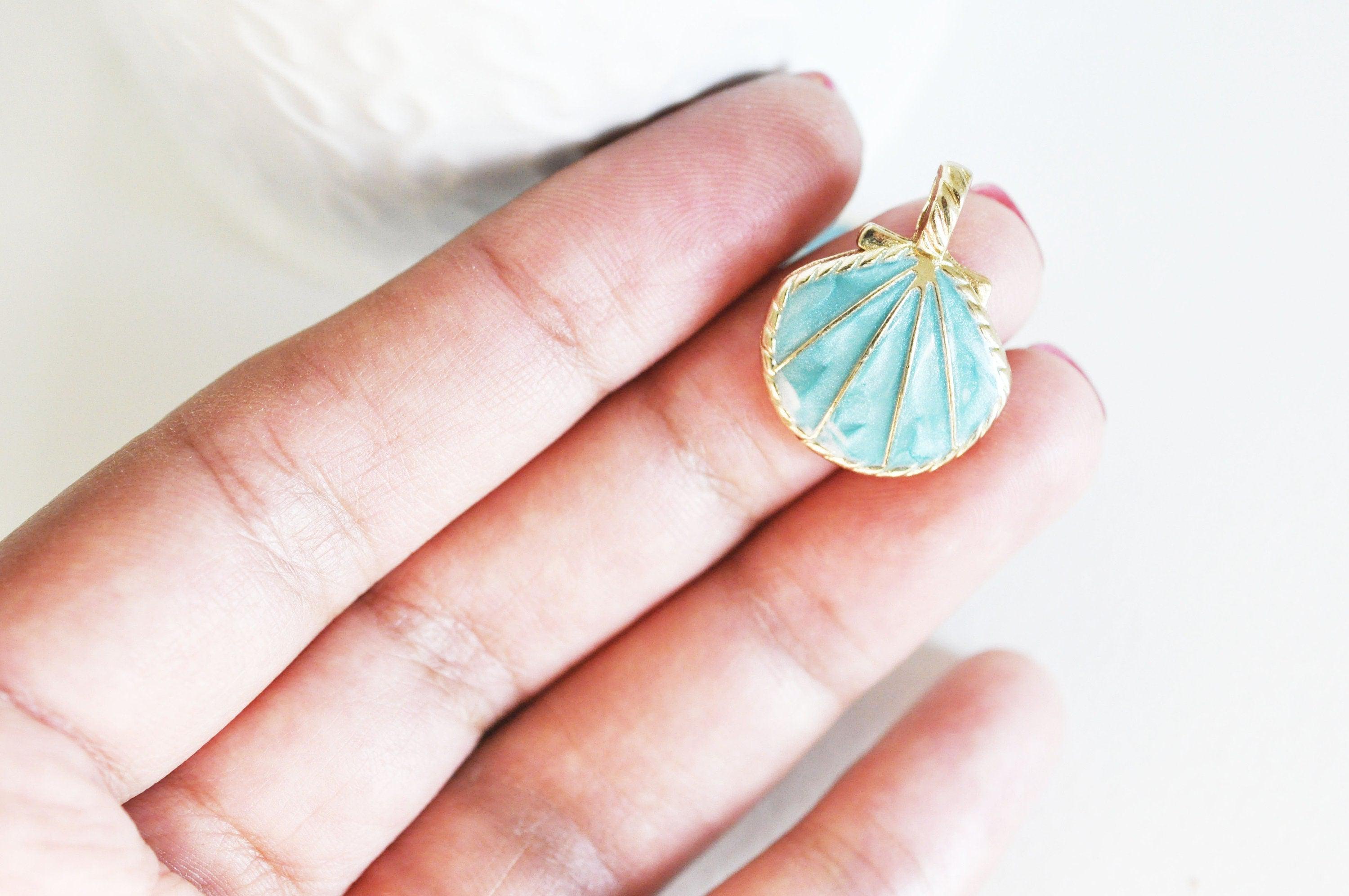 Gingerlily Pendentifs G2958 pendentif coquillage bleu ciel 24mm x2