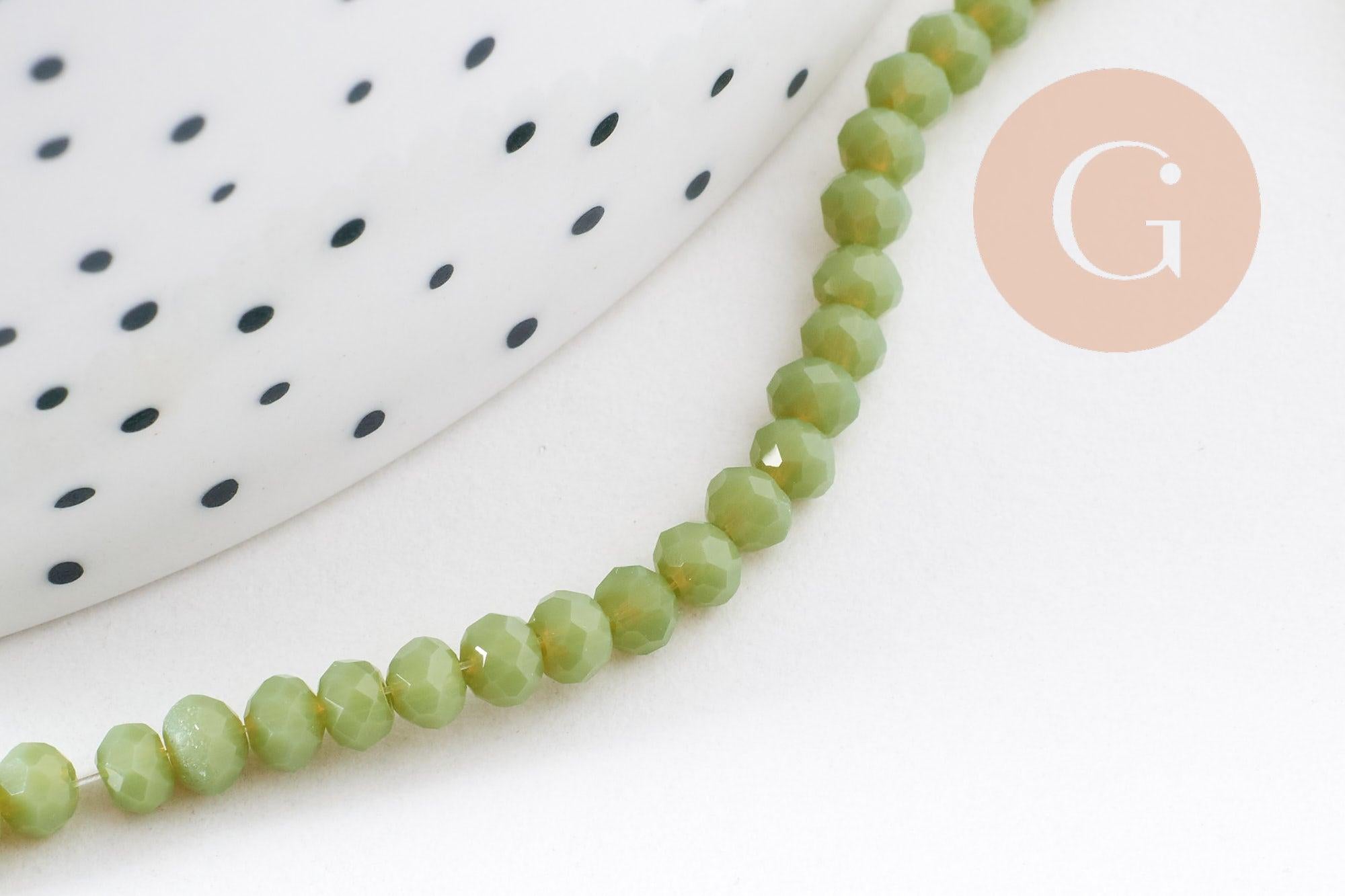 Gingerlily Perles rondelle verre facetté bleu fil 32cm