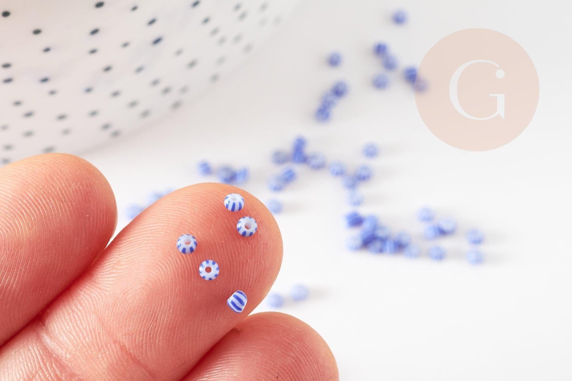 Gingerlily Perles rocaille G9286 bleu blanc 1,5mm 10g