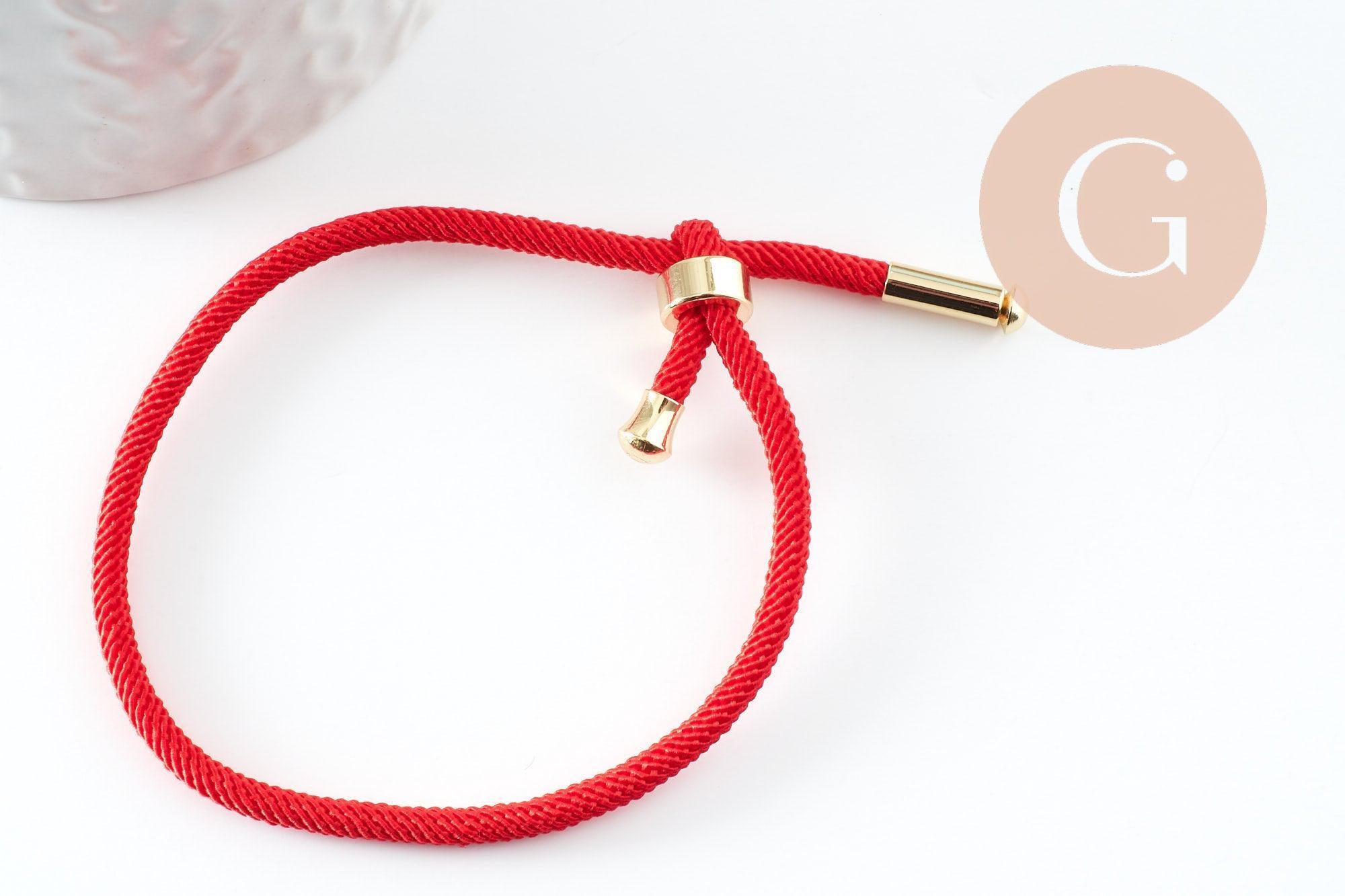 Gingerlily G9573 bracelet cordon rouge réglable 23-25cm acier