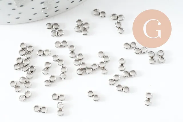 Gingerlily Intercalaire G9720 acier platine 2 rangs 6mm x5