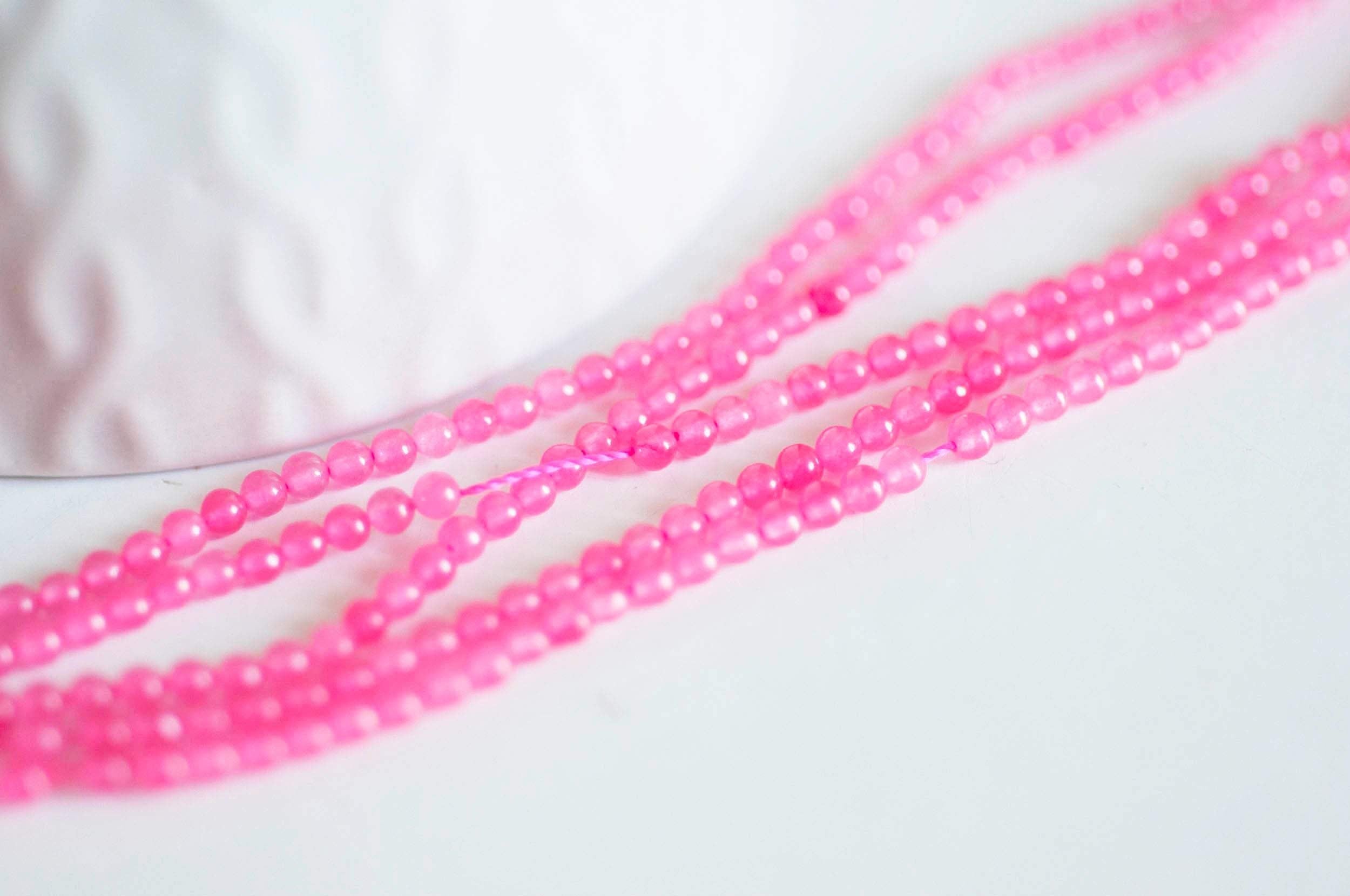Gingerlily Jade rose 2 mm perle pierre naturelle fil 180 perles