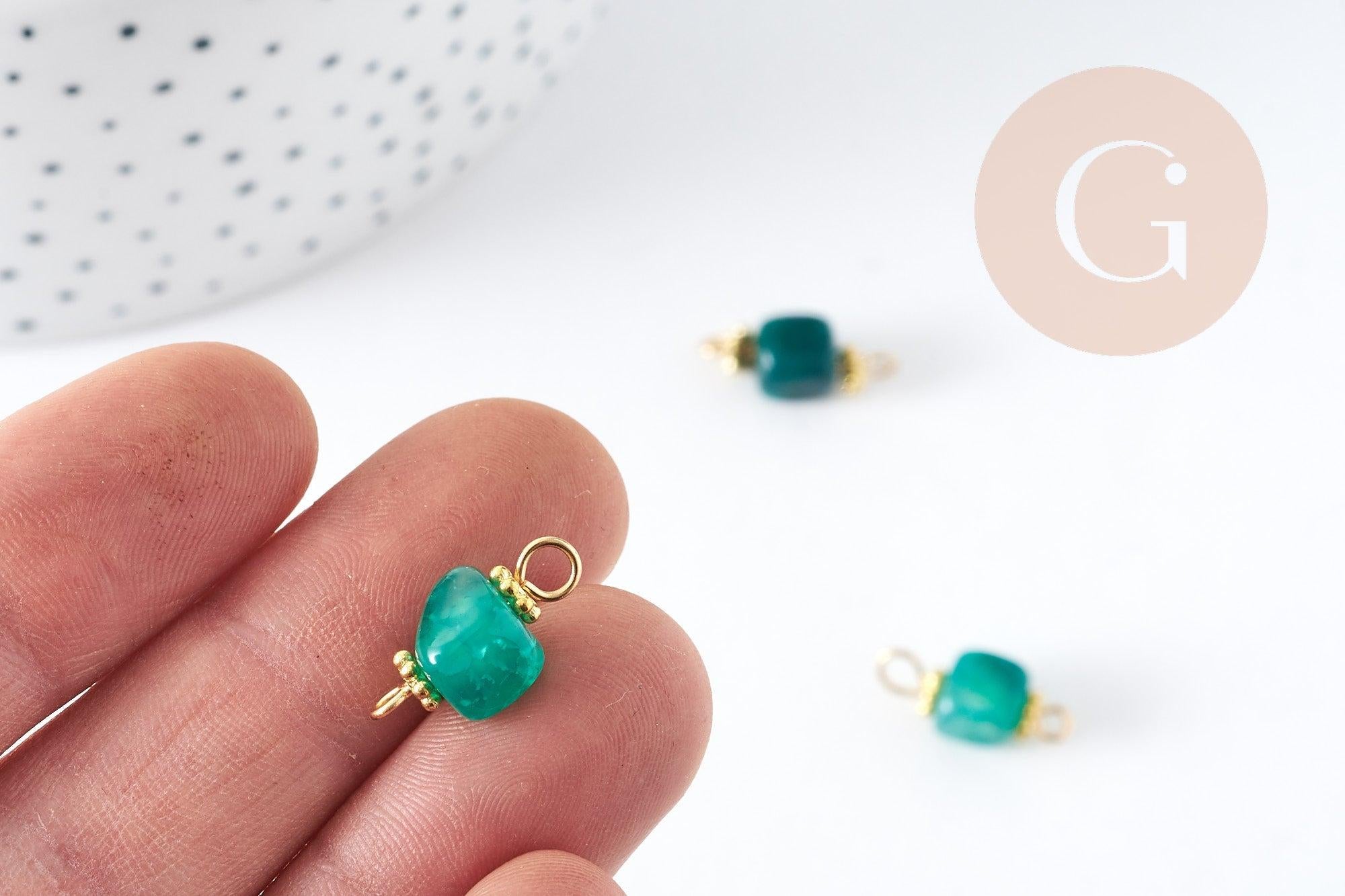 Gingerlily G9103 connecteur cube agate verte 17mm