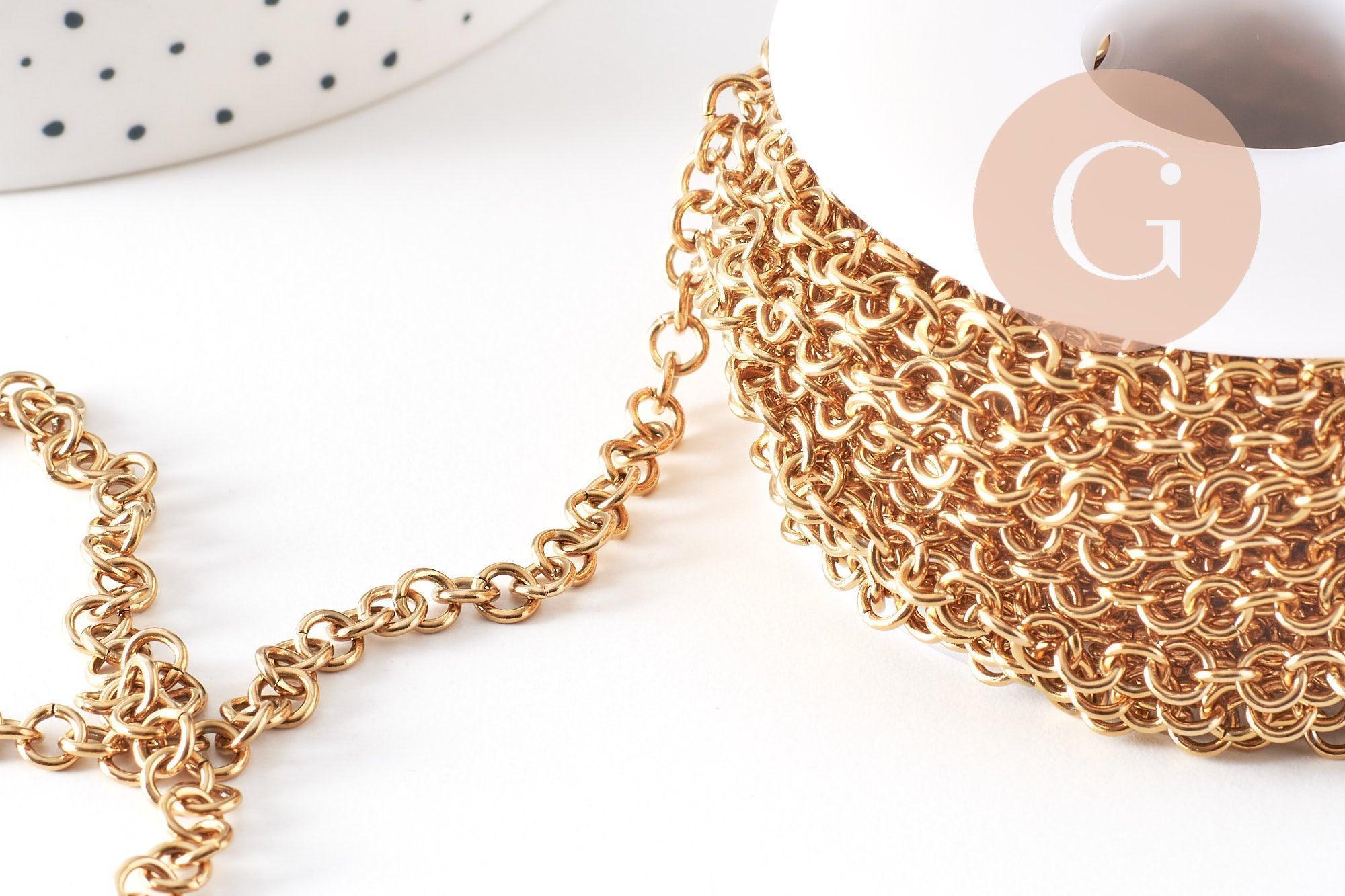 Gingerlily Chaînes pour bijoux DIY G10518 chaîne rolo dorée 1 m