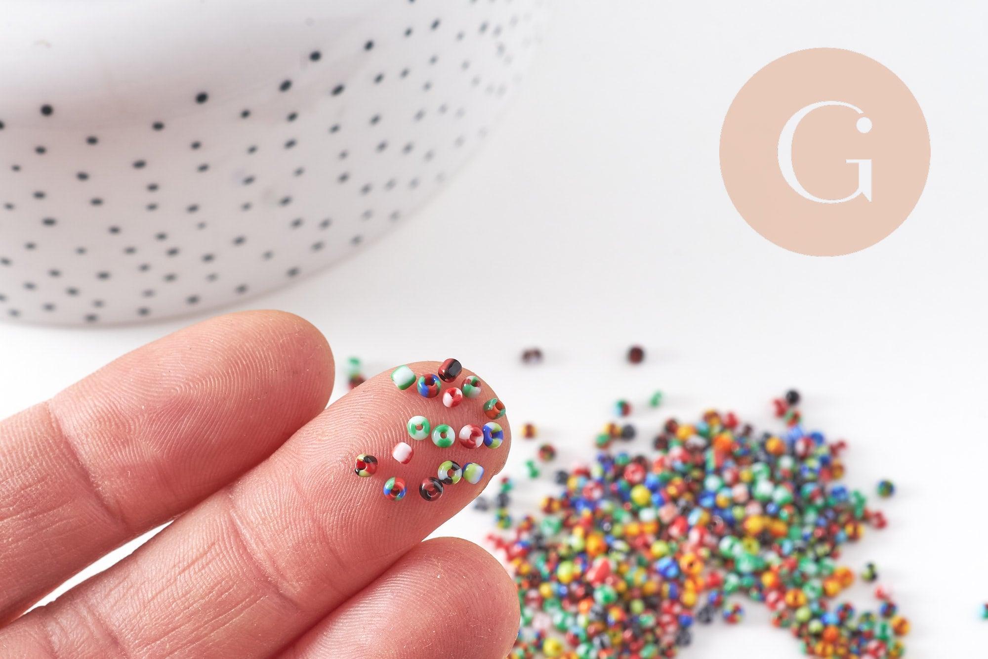 Gingerlily Perles G10934 rocaille rayée multicolore 2mm 10g