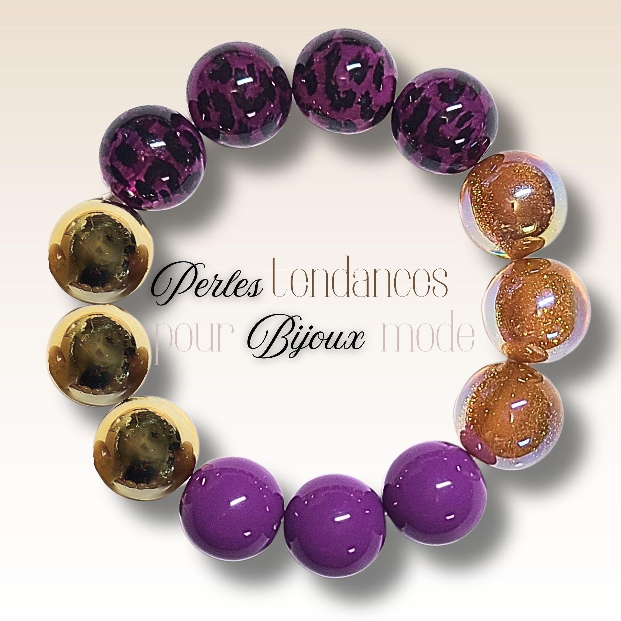 ARTSHOP 230 boules acryliques 16MM Léopard raisin x15
