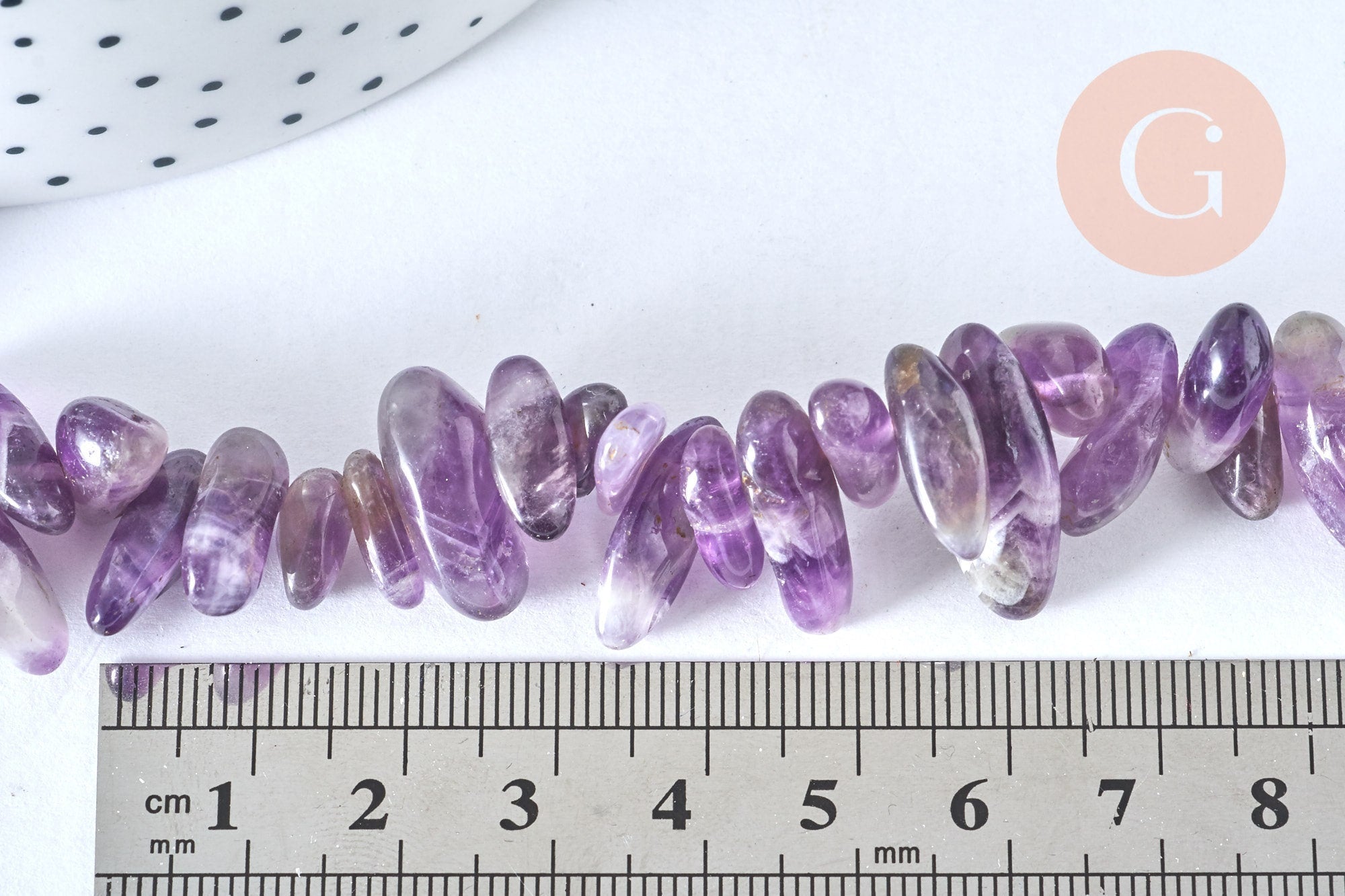Gingerlily Perles pierre améthyste chips violets fil 39 cm