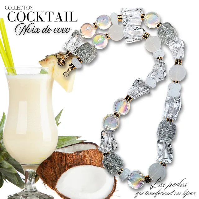 ARTSHOP Cocktail collier Saveur Coco monté 52cm blanc