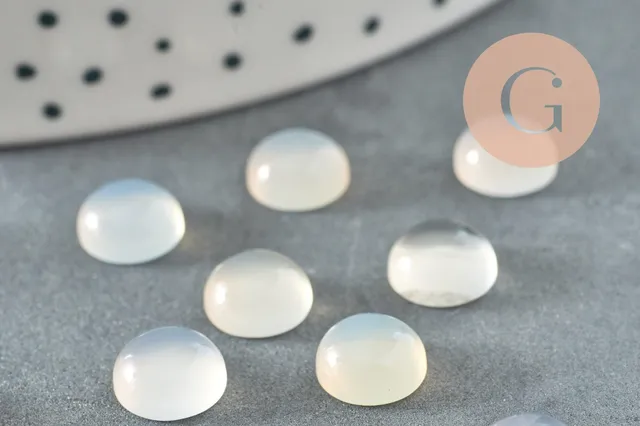Gingerlily Cabochon rond G10031 agate blanche 8mm unité
