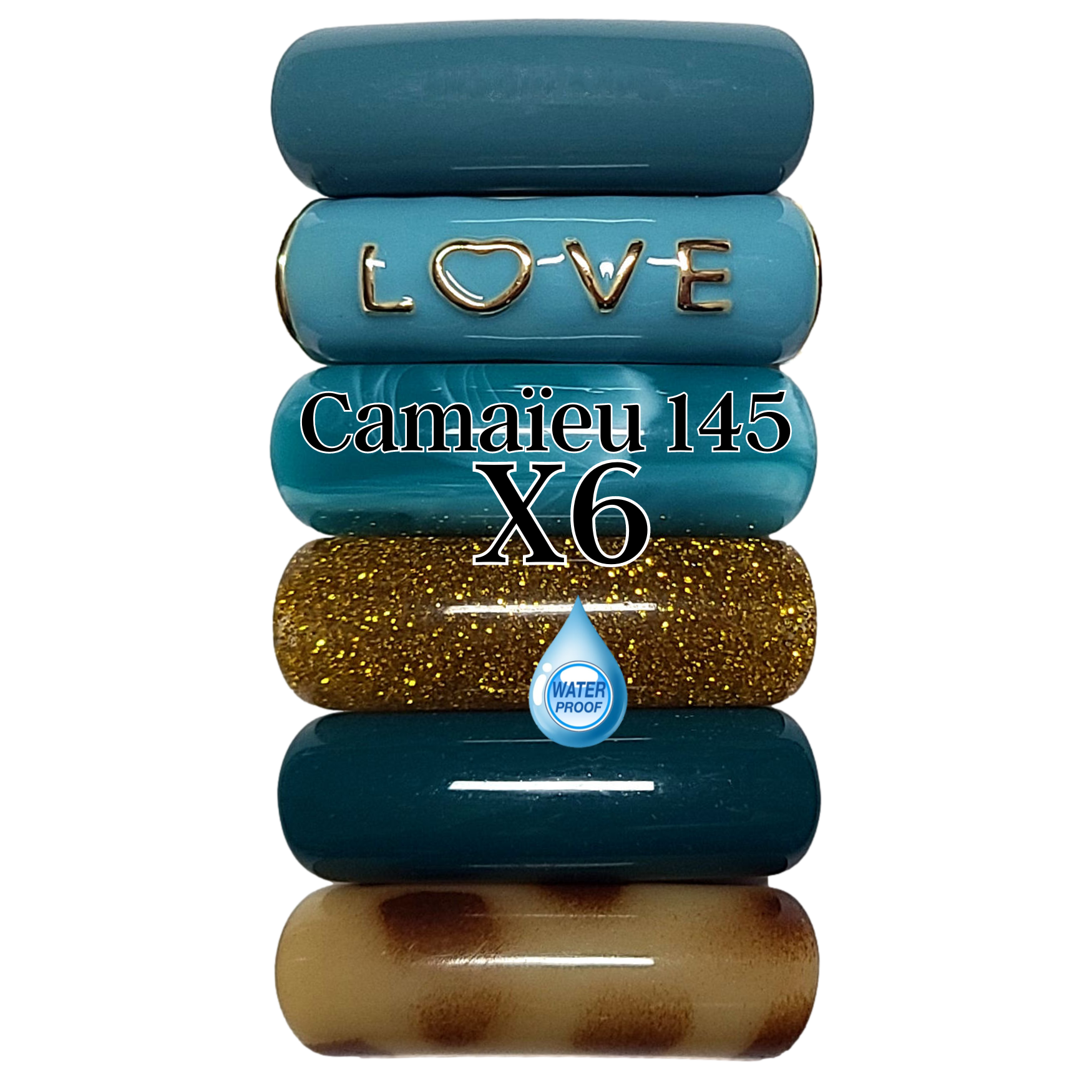 Artshop Camaieux lot 6 tubes 12MM Love bleu