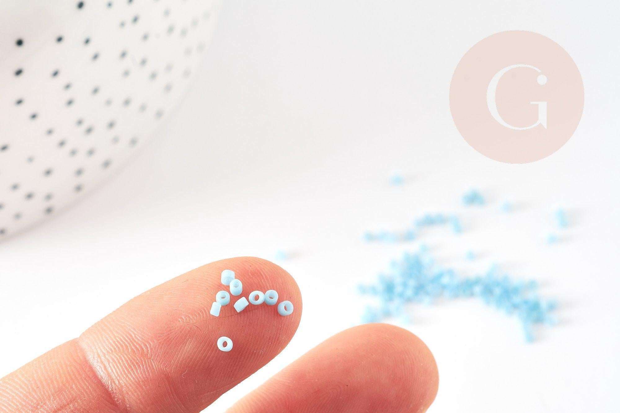 Gingerlily perles rocaille tube verre bleu ciel 2mm 8g