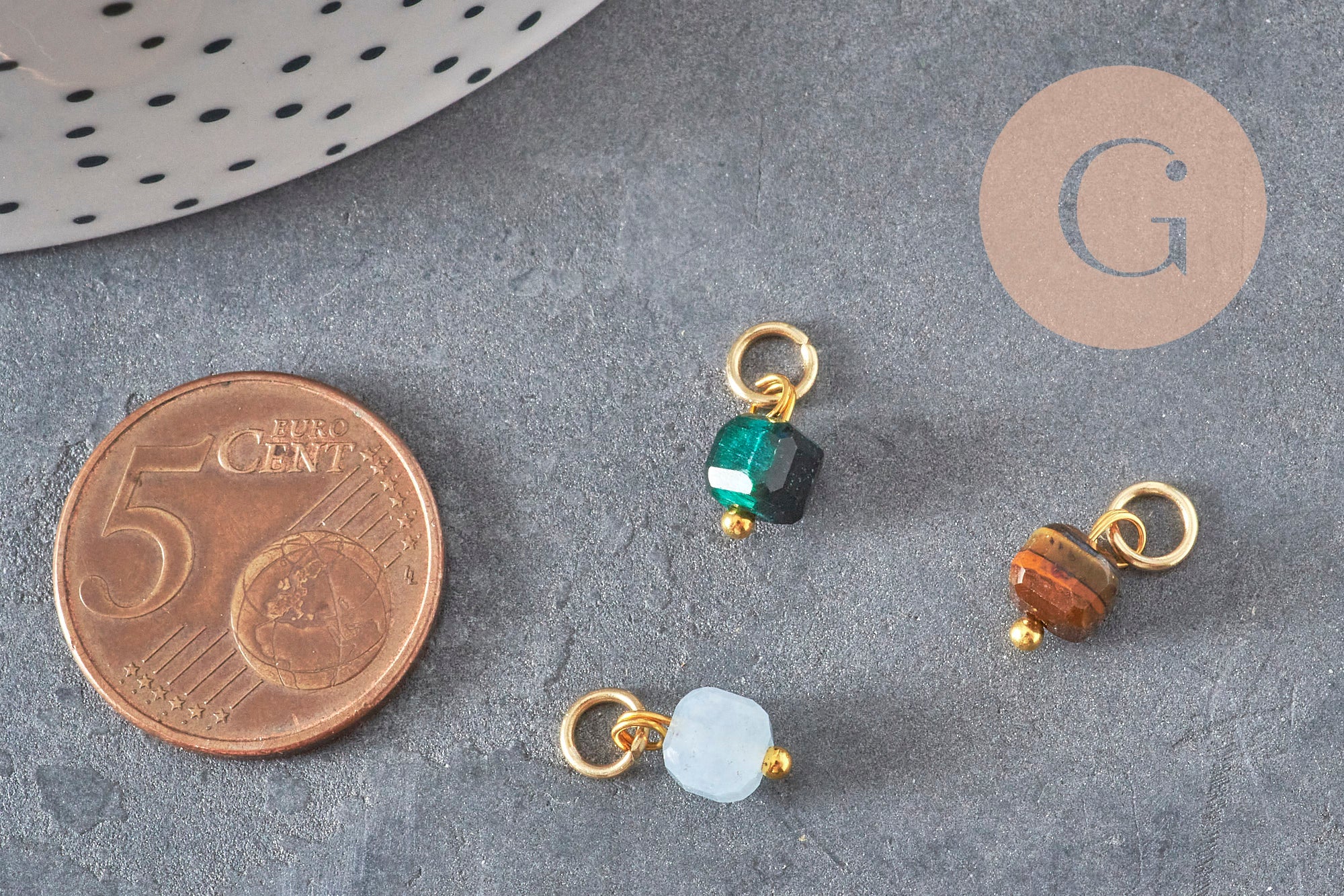 Gingerlily Pendentifs G11388 Breloque Cube Pierre Naturelle 10mm x1