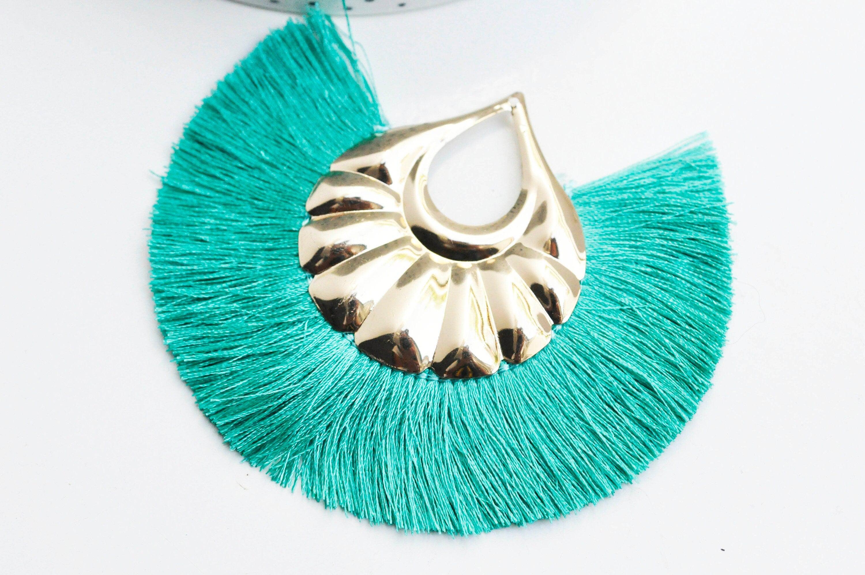 Gingerlily Pendentif pompon fil vert doré 85mm lot 2