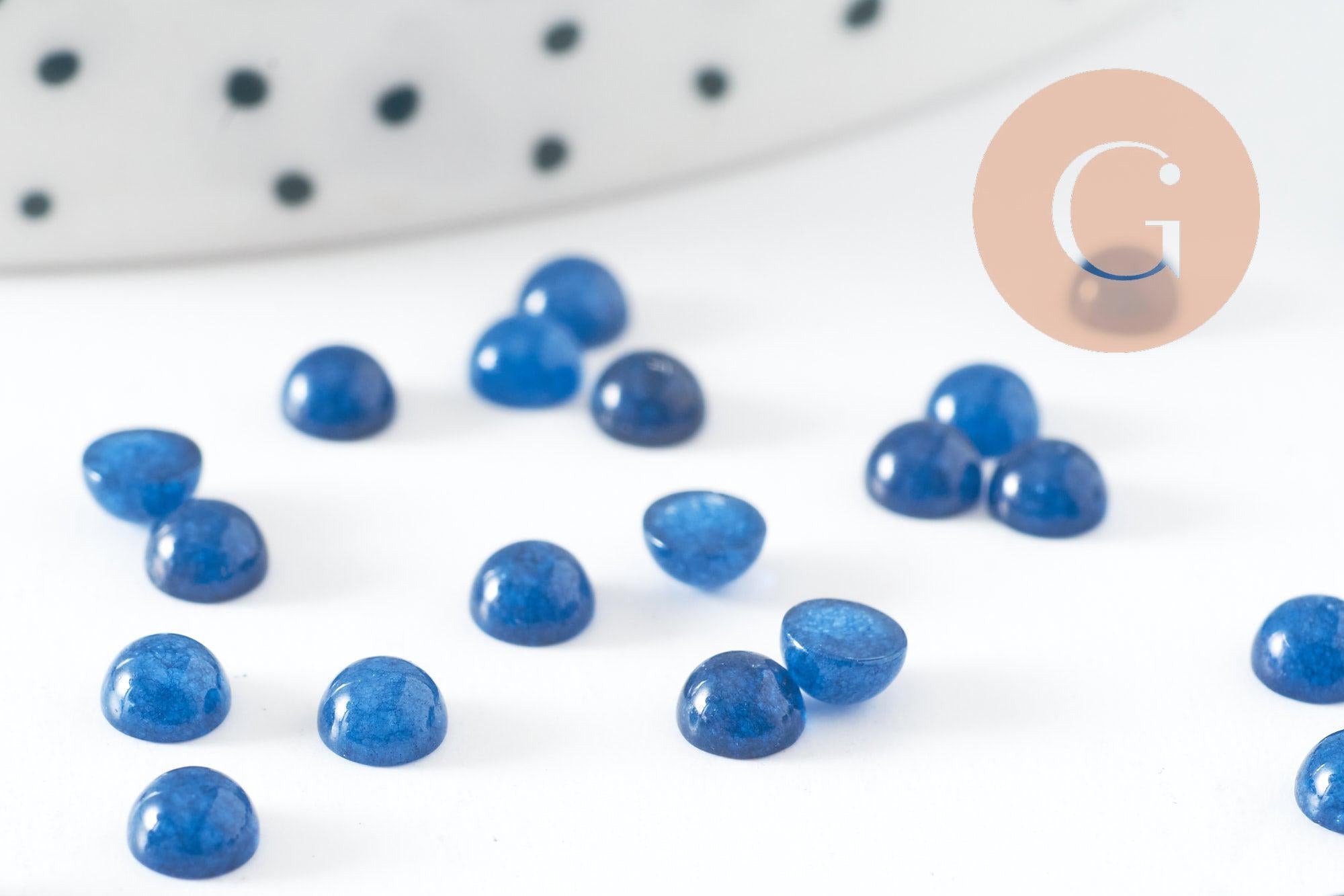 Gingerlily Cabochon rond jade bleu 4mm x1