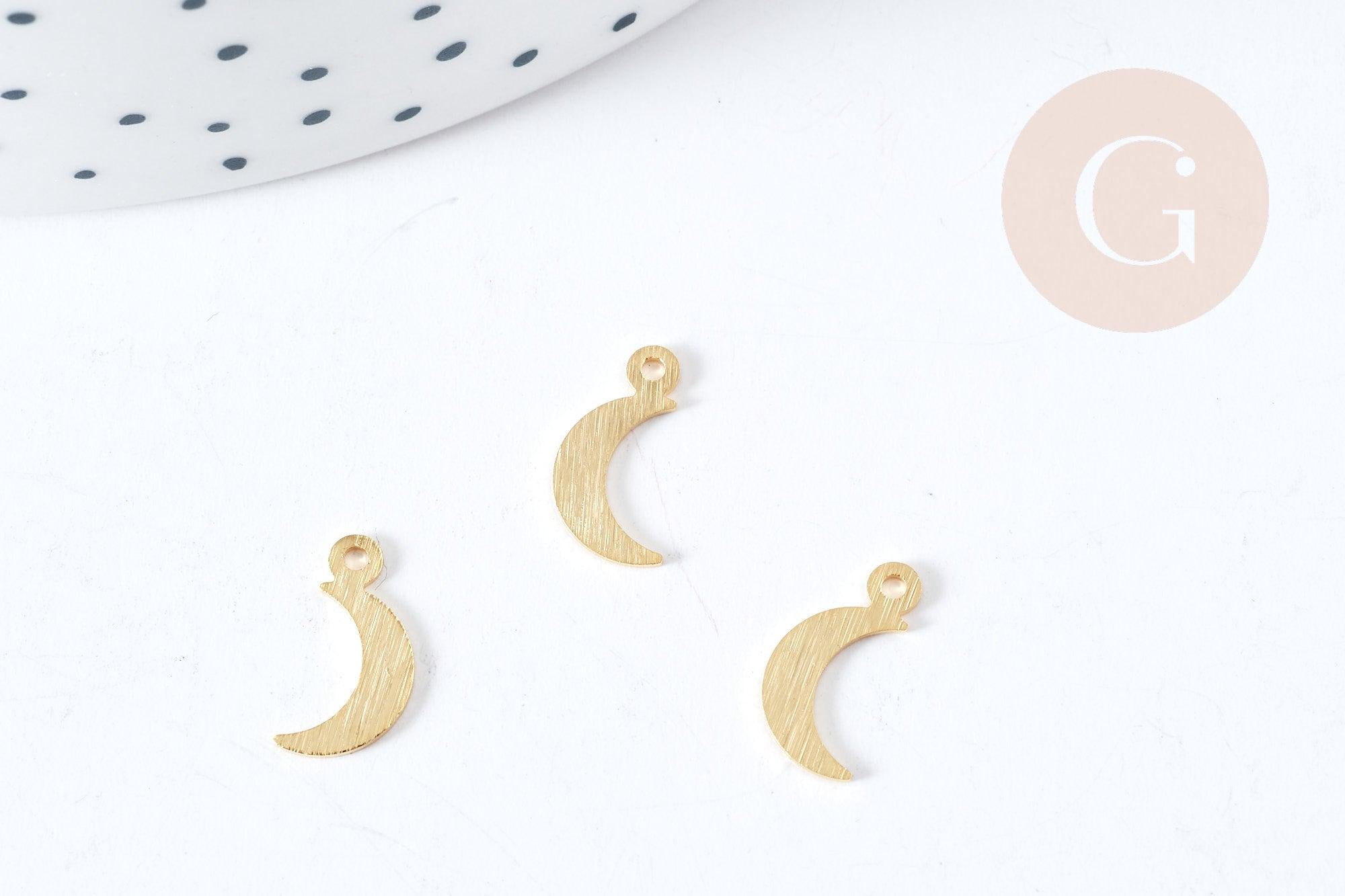Gingerlily Pendentif lune laiton doré 11,5mm x1