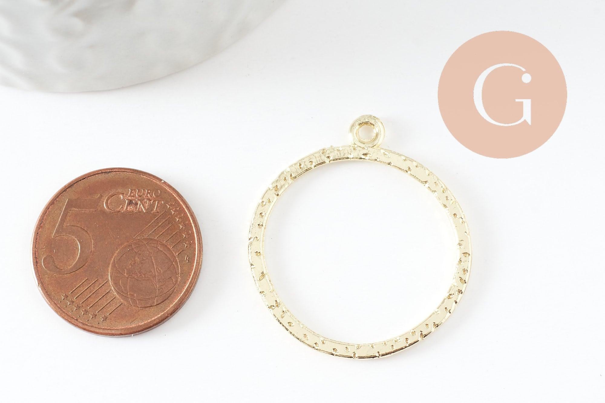 Gingerlily Pendentifs rond martelé doré 30.5mm résine