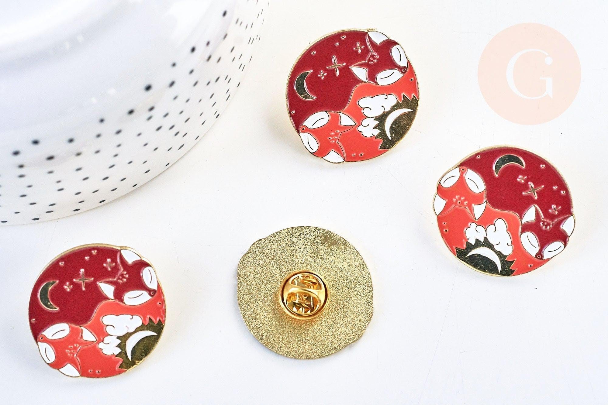 Gingerlily Broche renard roux G5554 pin's émaillé 30mm