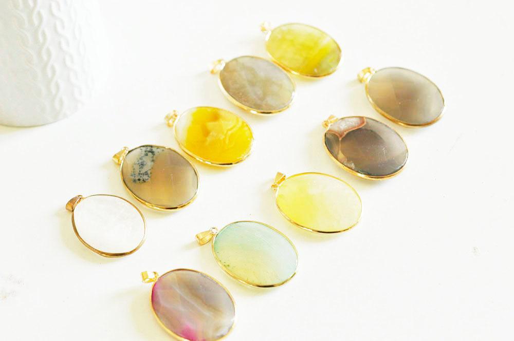 Gingerlily Pendentifs DIY G2043 pendentif agate colorée support doré