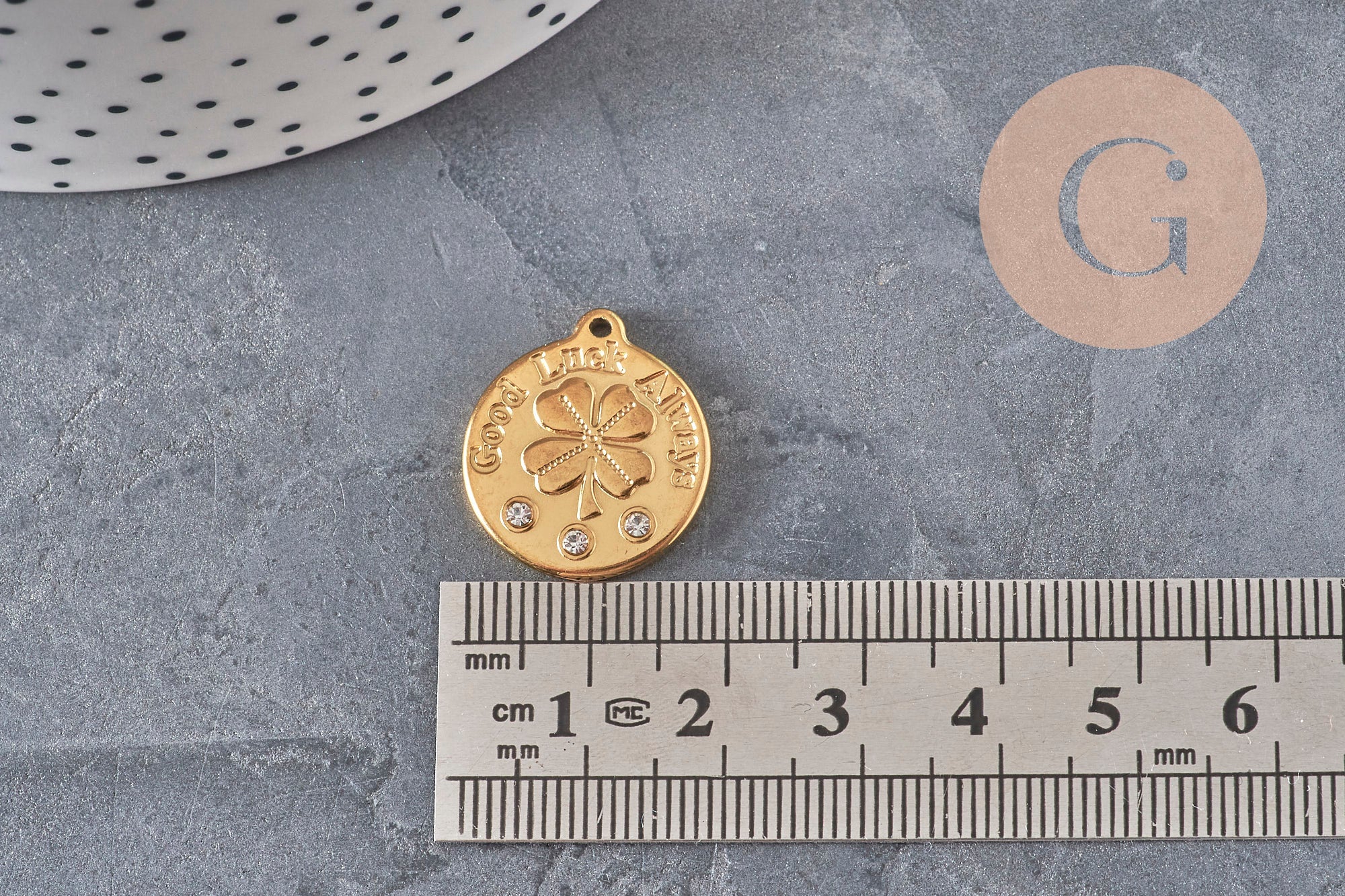 Gingerlily Pendentifs Médaille trèfle zircons doré 20mm x1