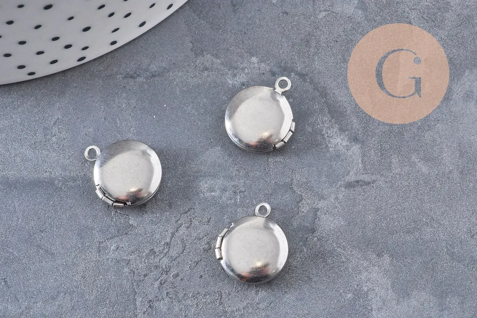 Gingerlily Perles Locket rond G10985 pendentif acier 16mm x1