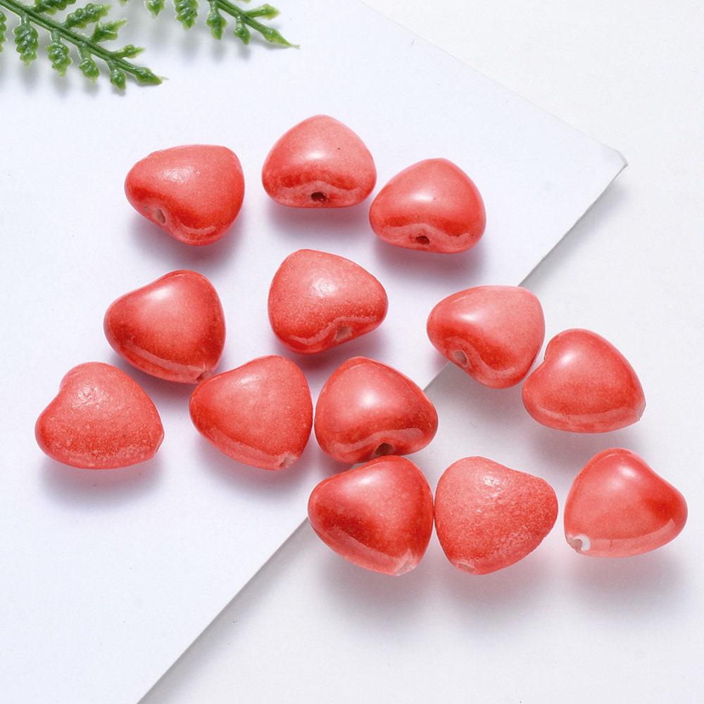 Gingerlily Perles Coeur porcelaine rouge 12mm x5 G3494